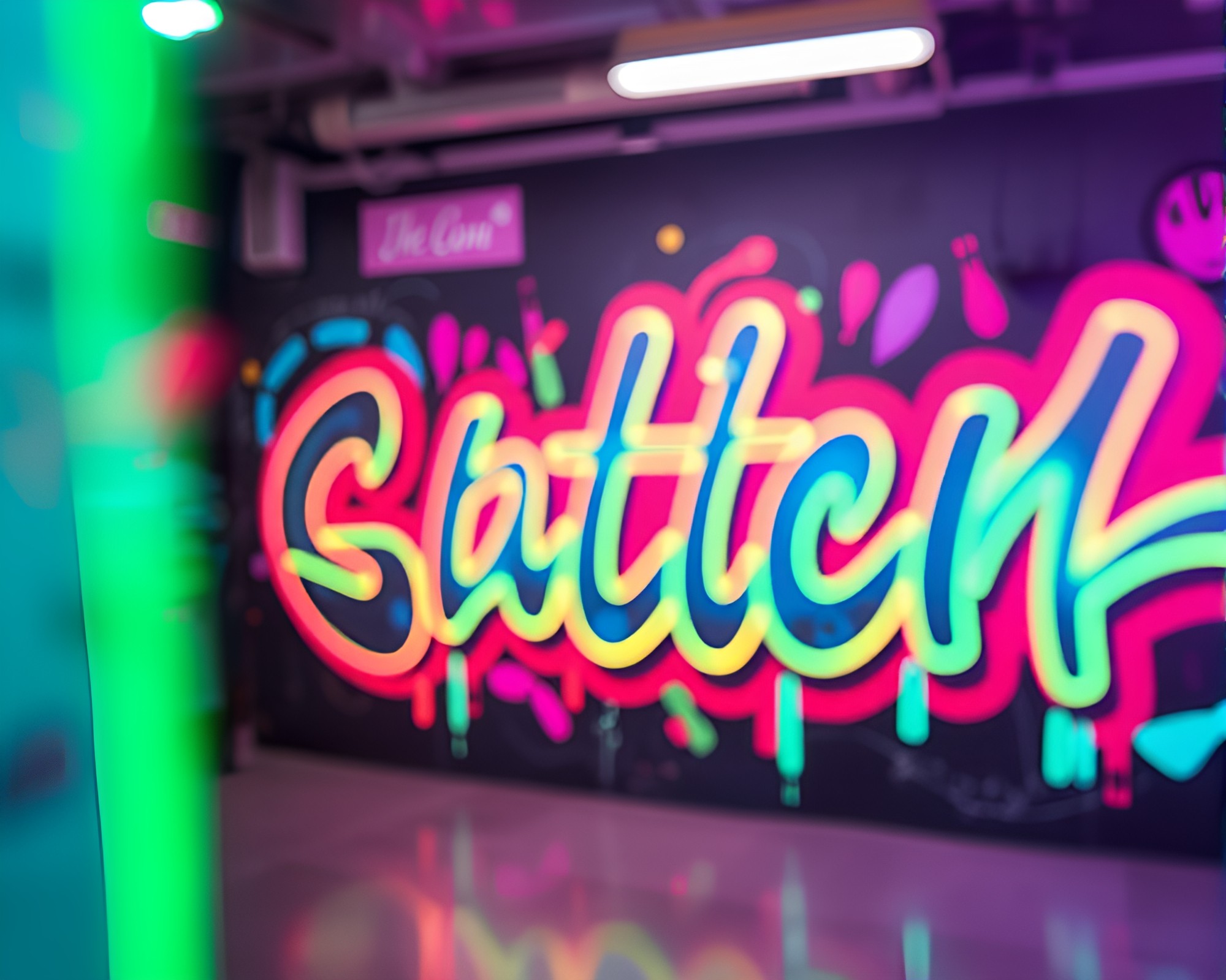 Neon Pastel Graffiti in 3D Scan – free AI stock image