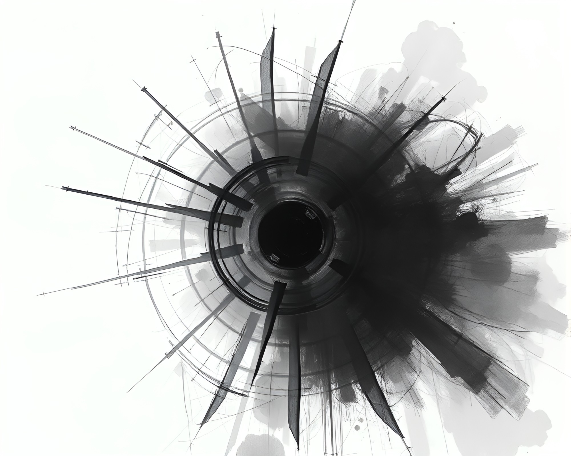 Vivid X-Ray Charcoal Sketch with Distortion – free AI stock image