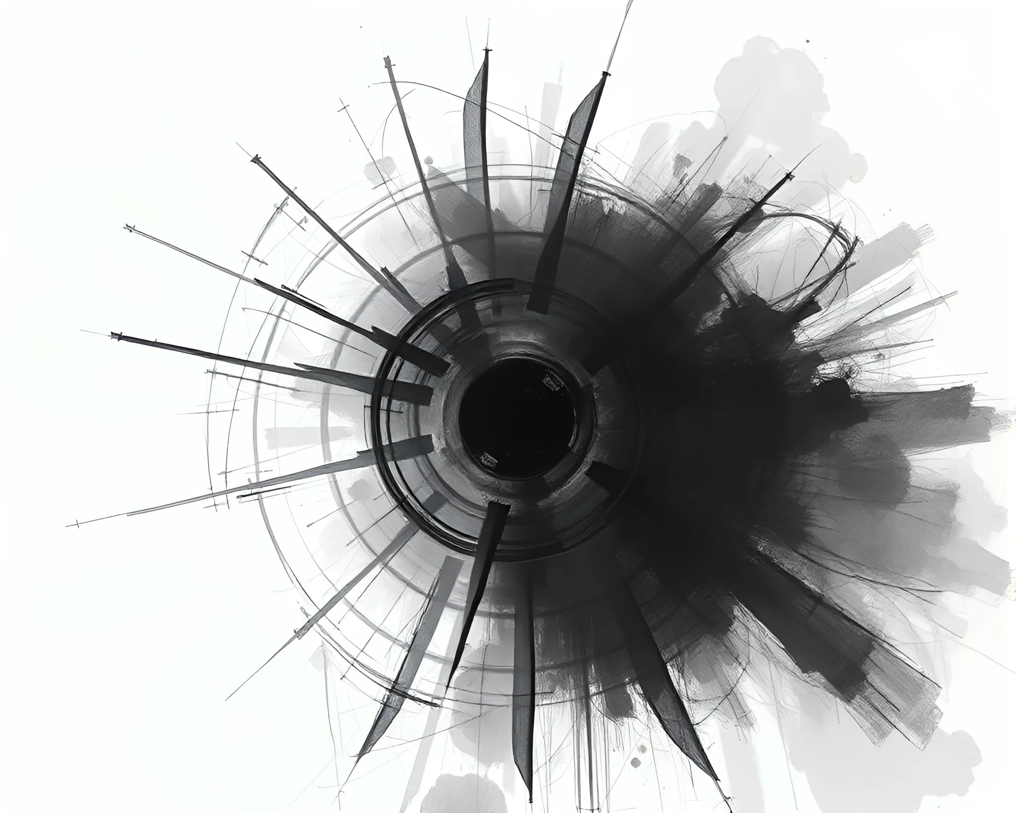 Vivid X-Ray Charcoal Sketch with Distortion