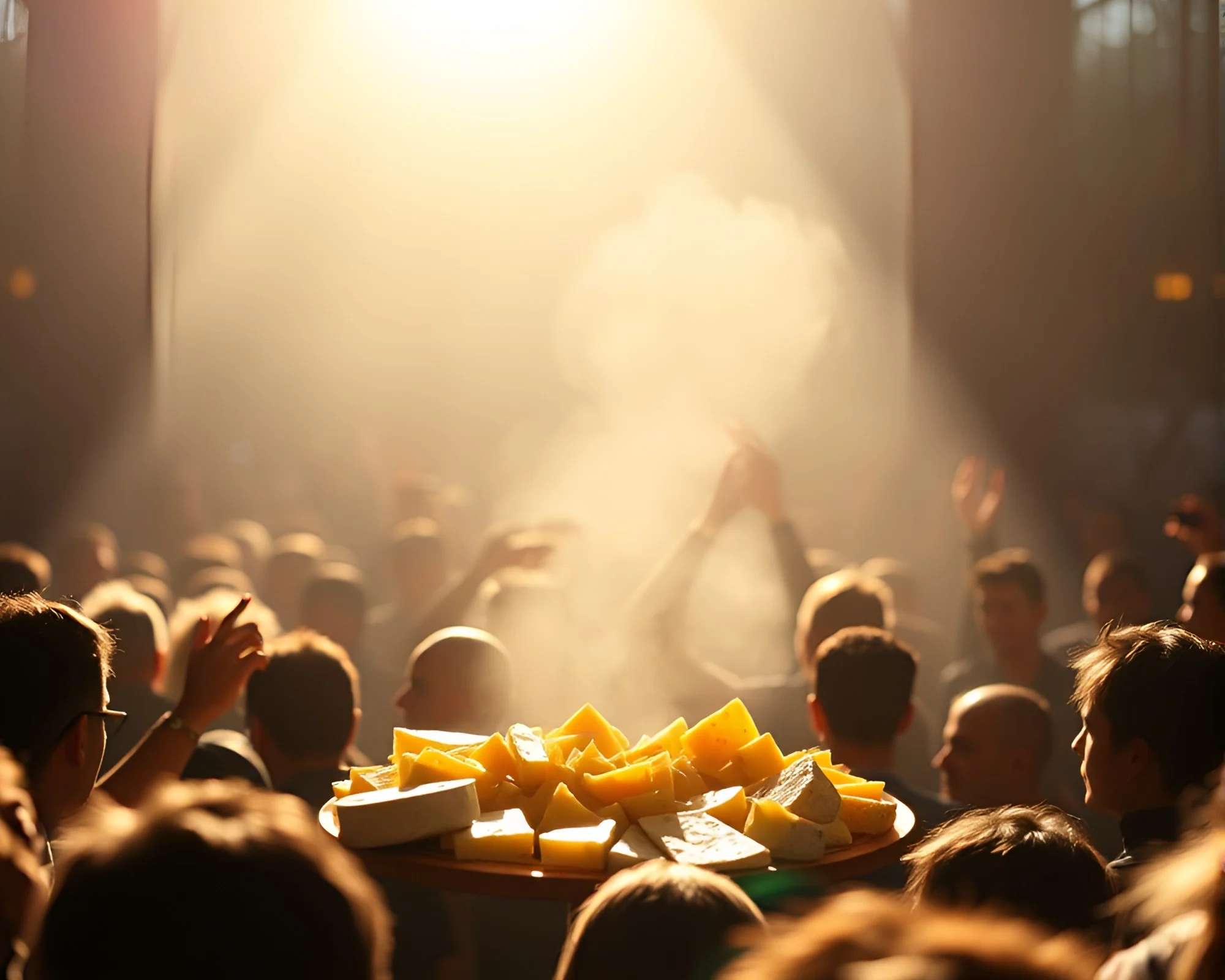 Cheese Platter Crowd Silhouettes in Dappled Midday Light