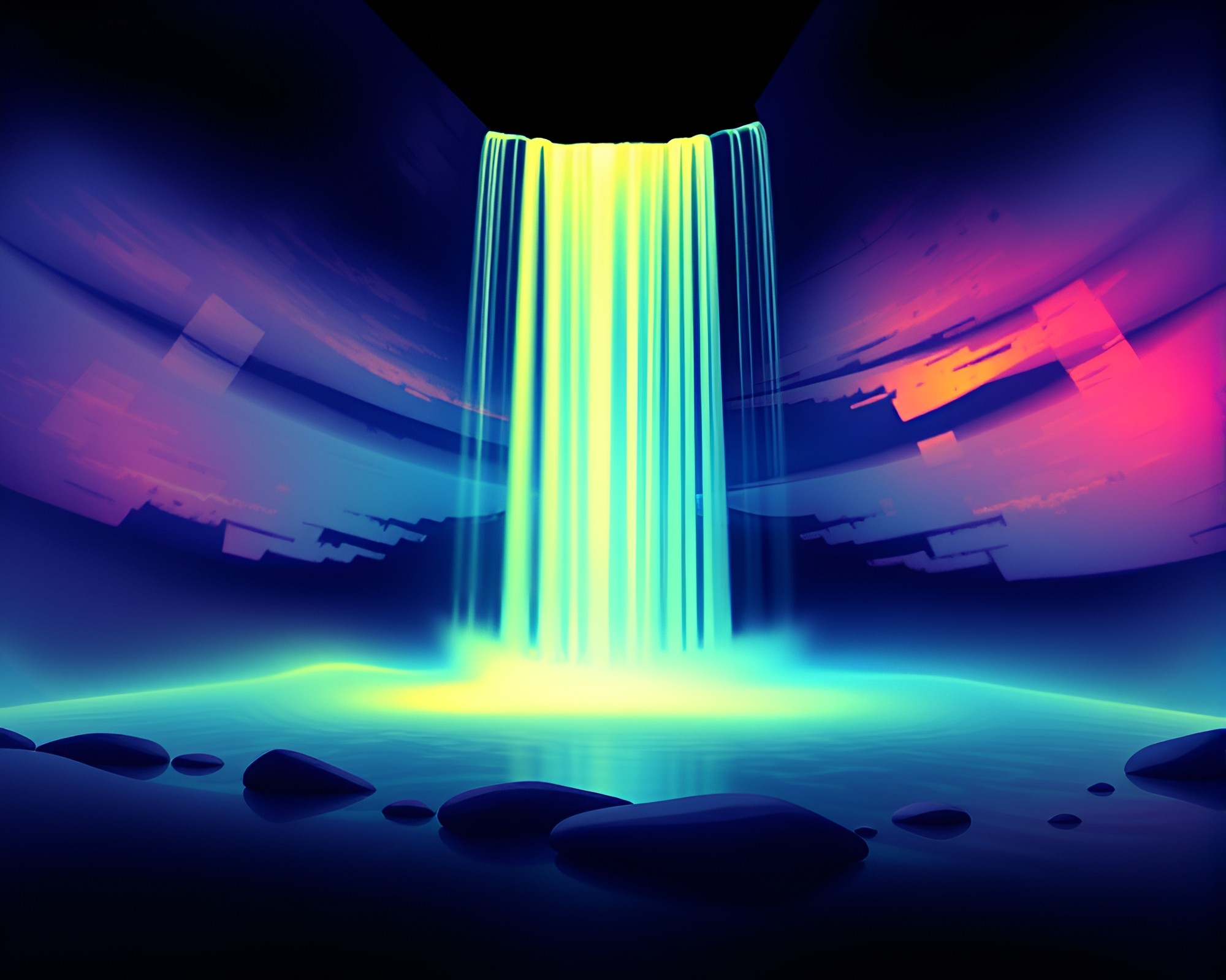 Minimalist Vector Waterfall in Thermal Imaging Hues – free AI stock image
