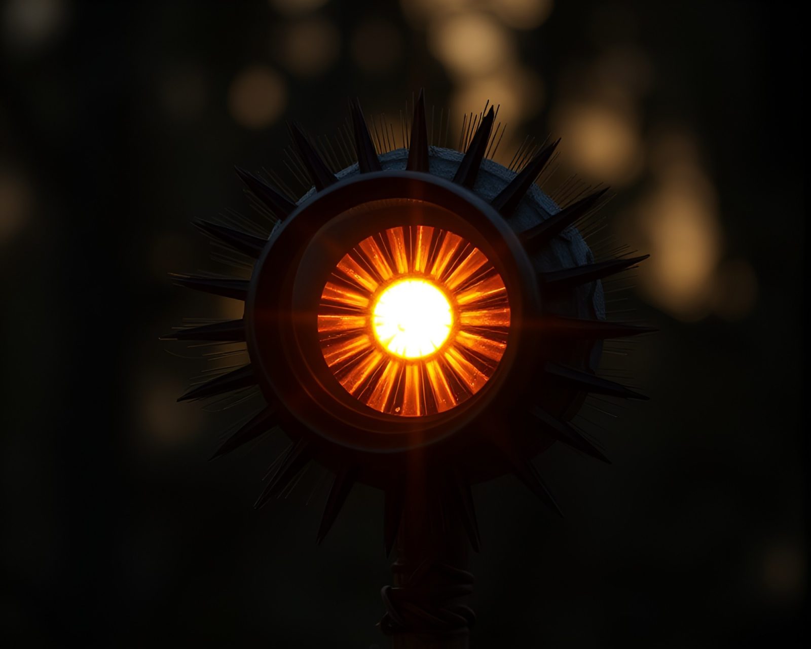 Majestic armadillo outlined by golden hour sunburst silhouette