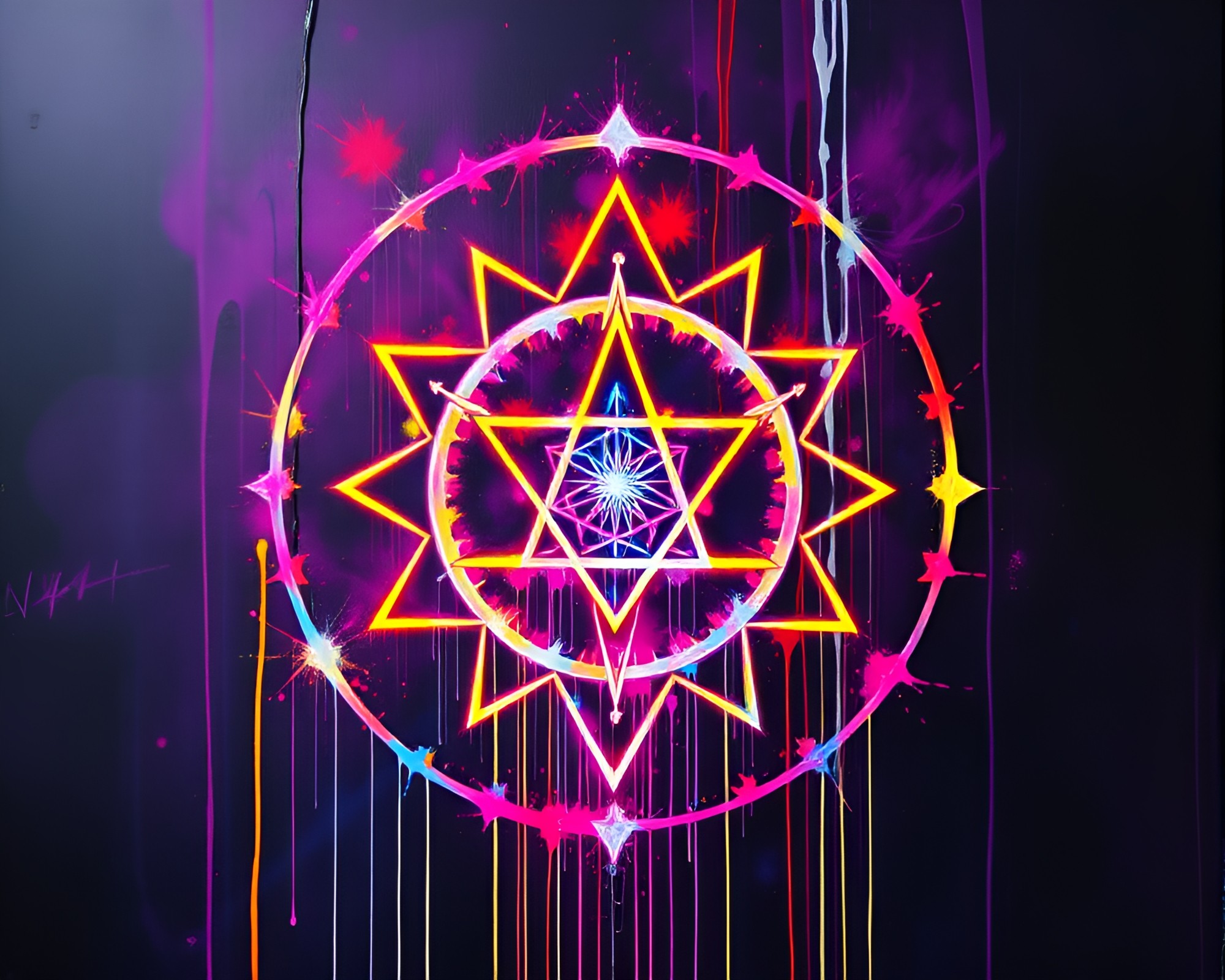 Esoteric Sigil Embraced by Light Painting Spray Art – free AI stock image