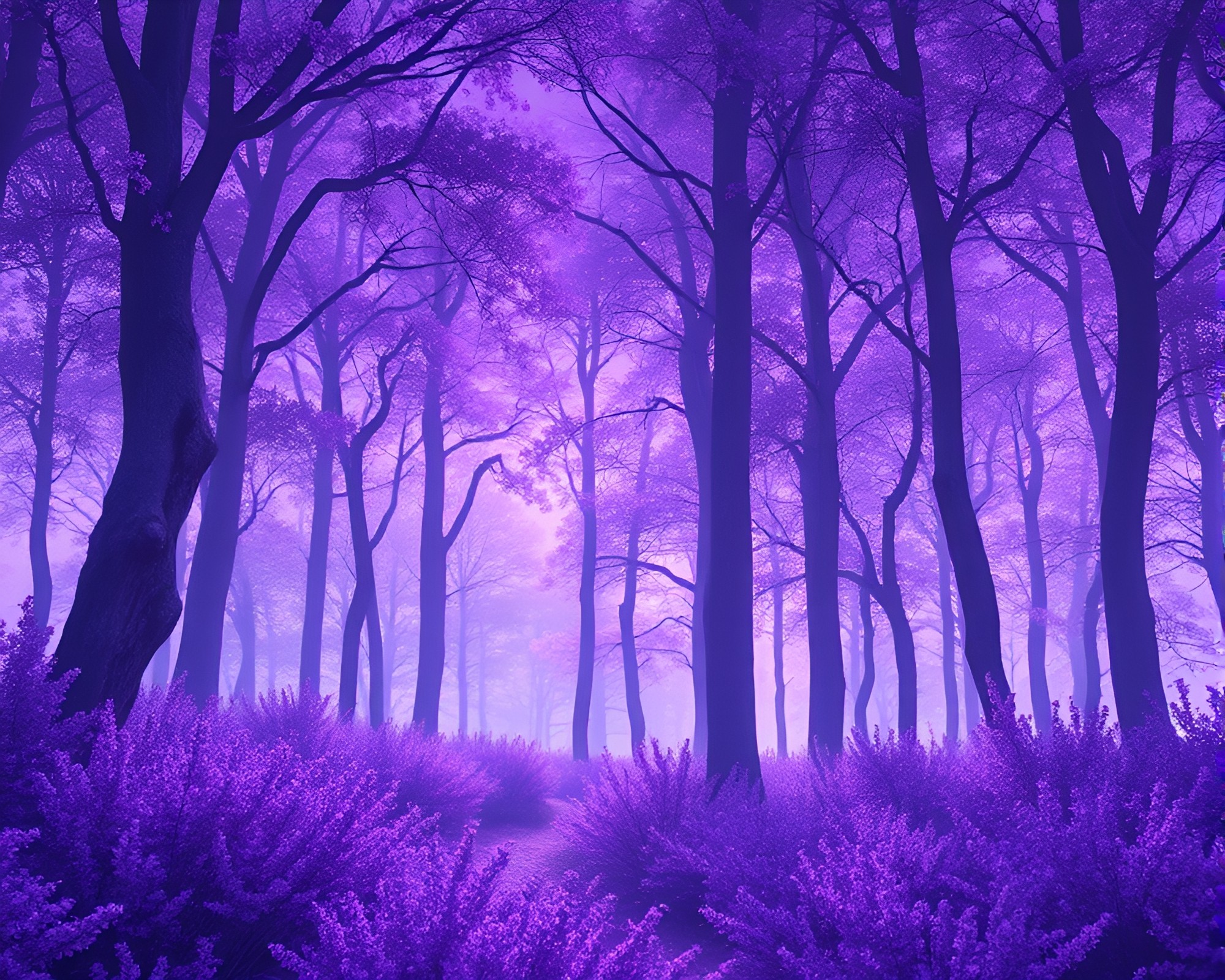 Mystical Bubble Clusters in Lavender Twilight Forest – free AI stock image