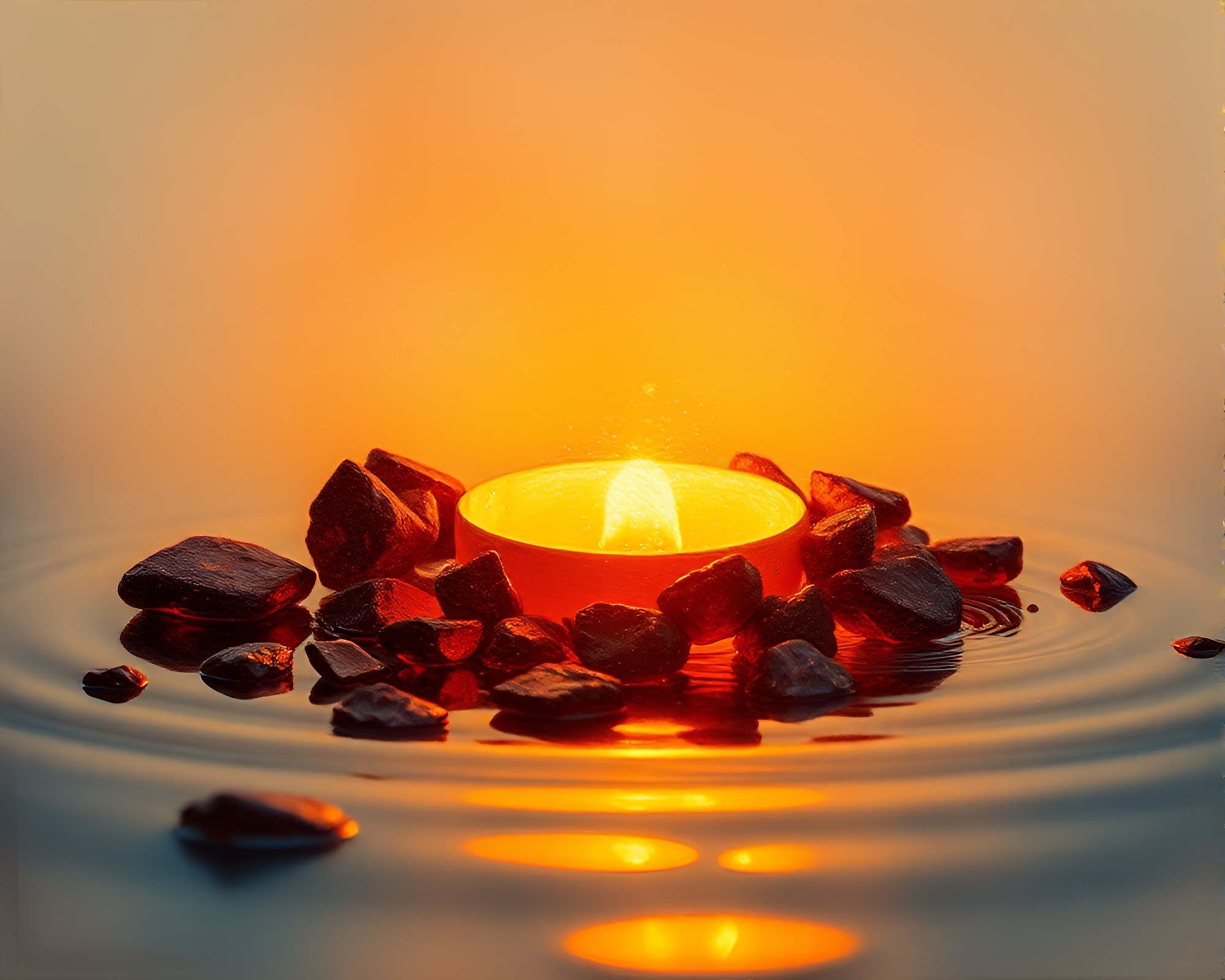 Floating Embers Ring in Afternoon Warm Glow Art – free AI stock image