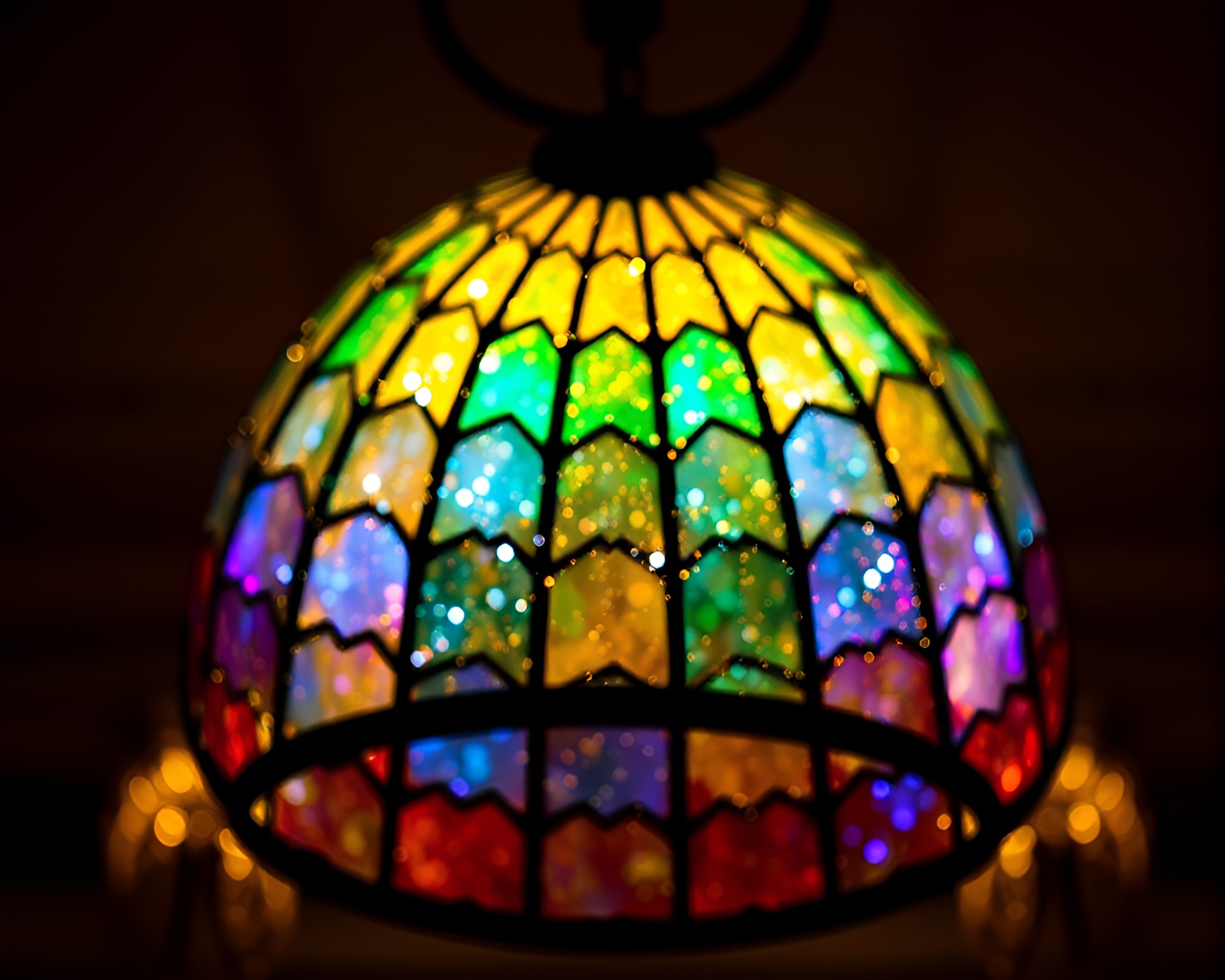 Vibrant Stained Glass Dome with Acrylic Spatters – free AI stock image