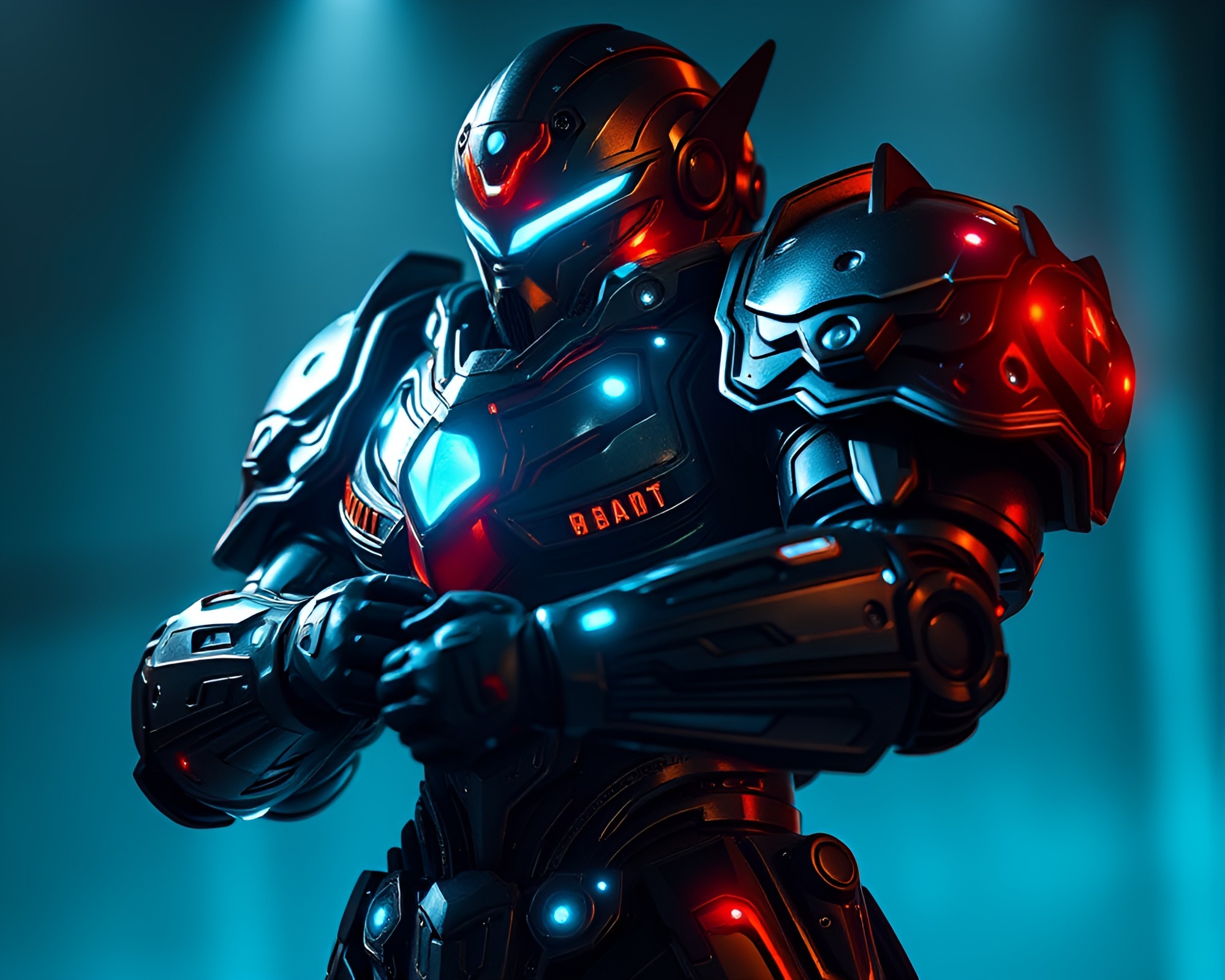 Phosphorescent Armor Knight in Ambient Occlusion – free AI stock image
