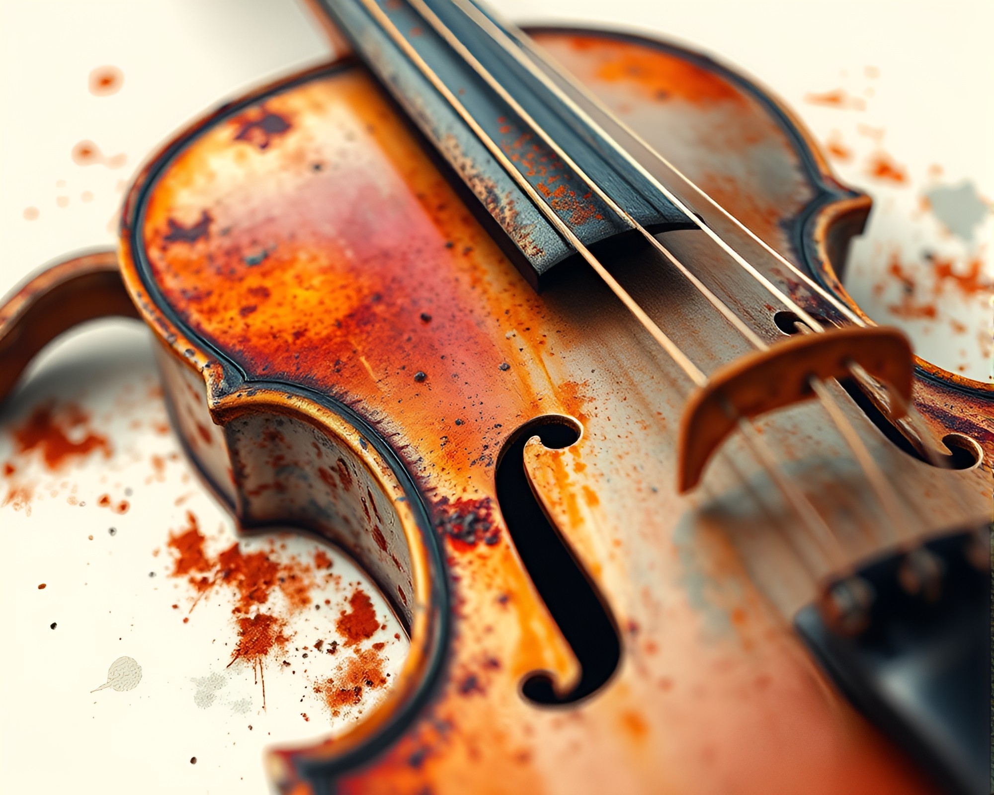 Rust Patina Violin in Watercolor Lights – free AI stock image