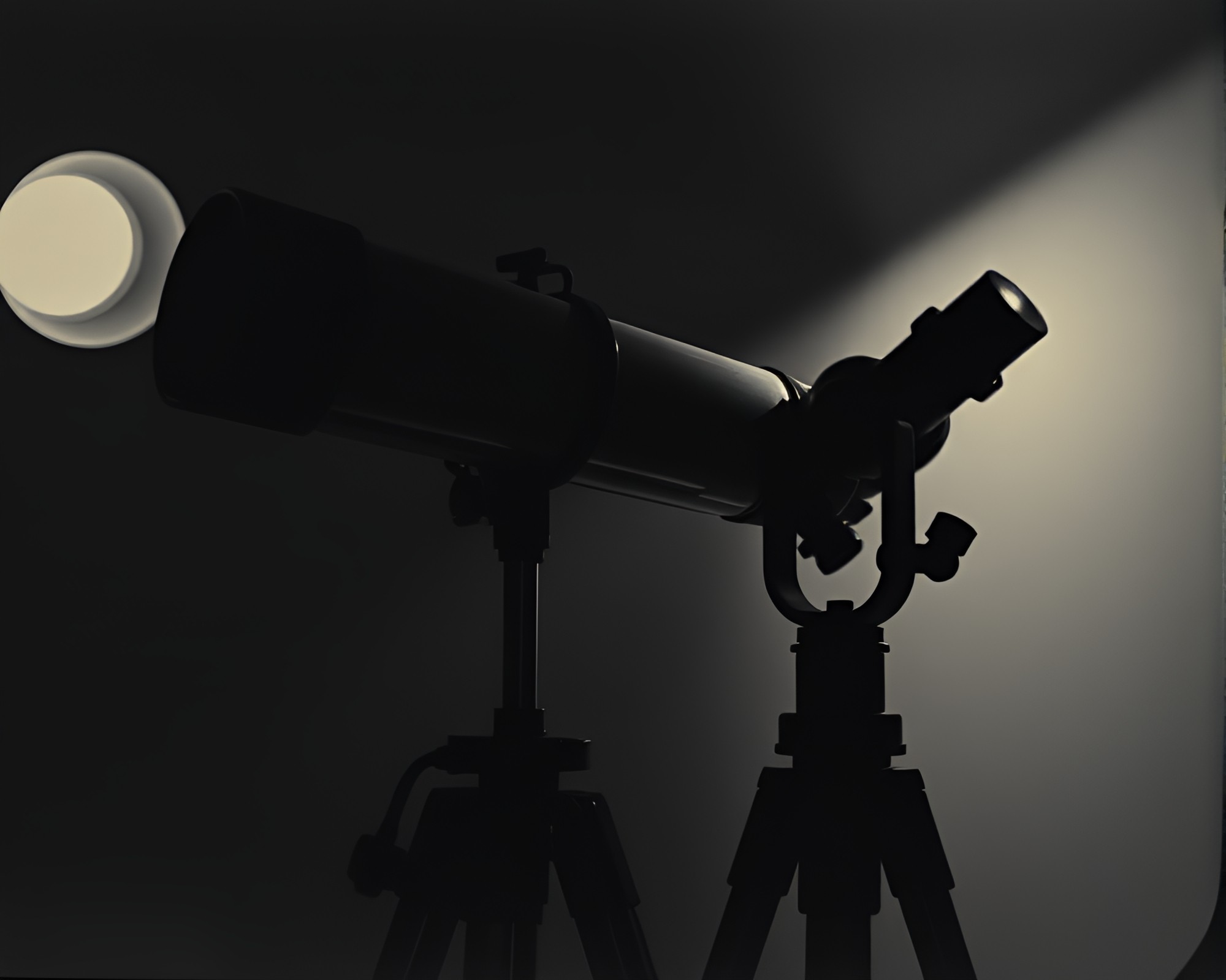 Vintage Telescope Casting Eerie Shadows in Desaturated Light – free AI stock image
