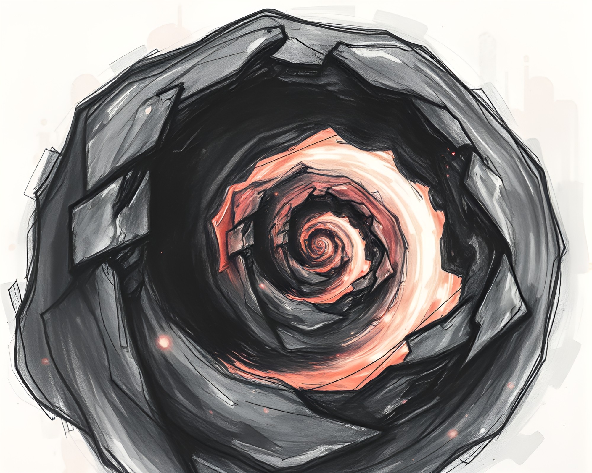 Spiral Galaxy Charcoal Sketch with Peachy Glow – free AI stock image