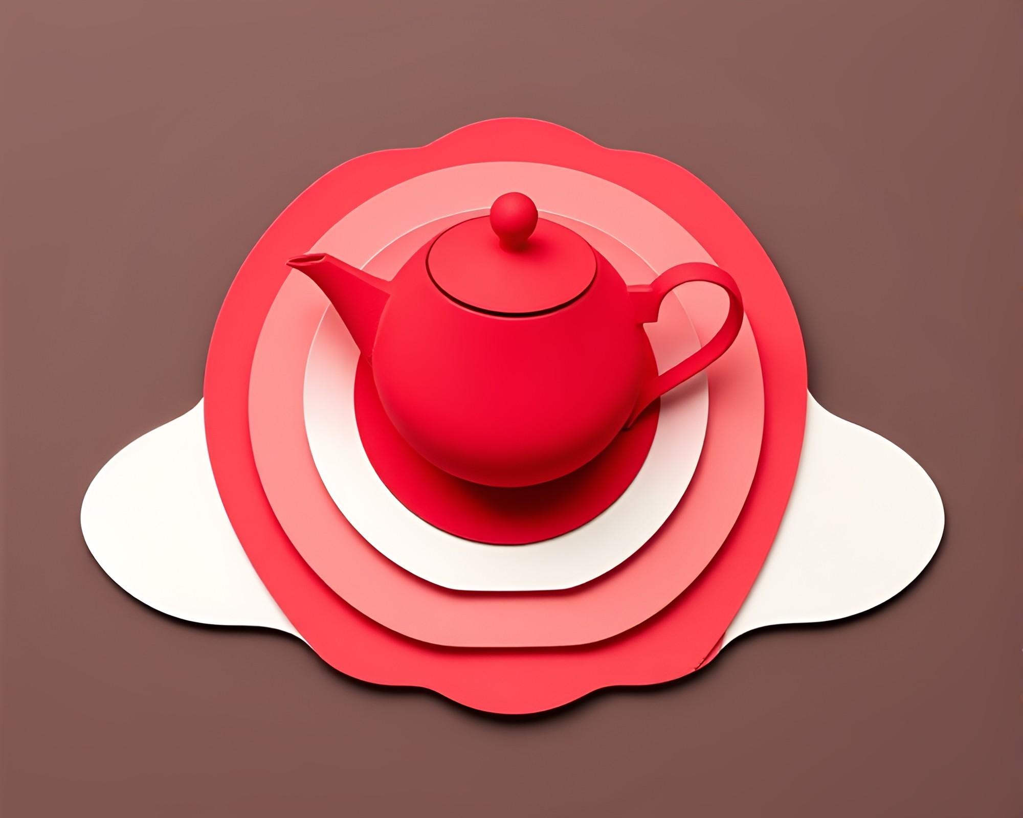 Ruby Red Tea Set Paper Cutout Composition – free AI stock image