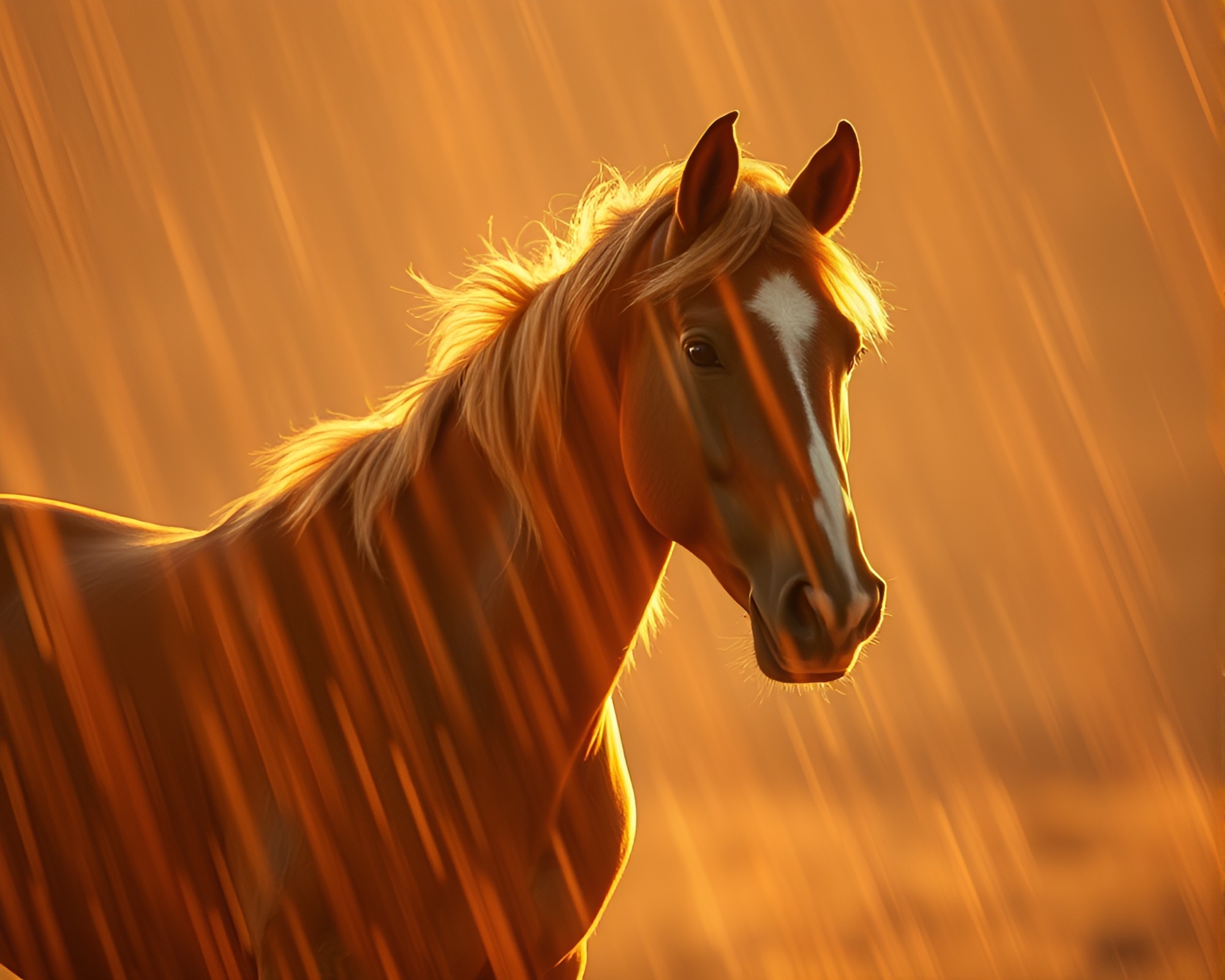 Majestic Wild Stallion at Golden Hour – free AI stock image