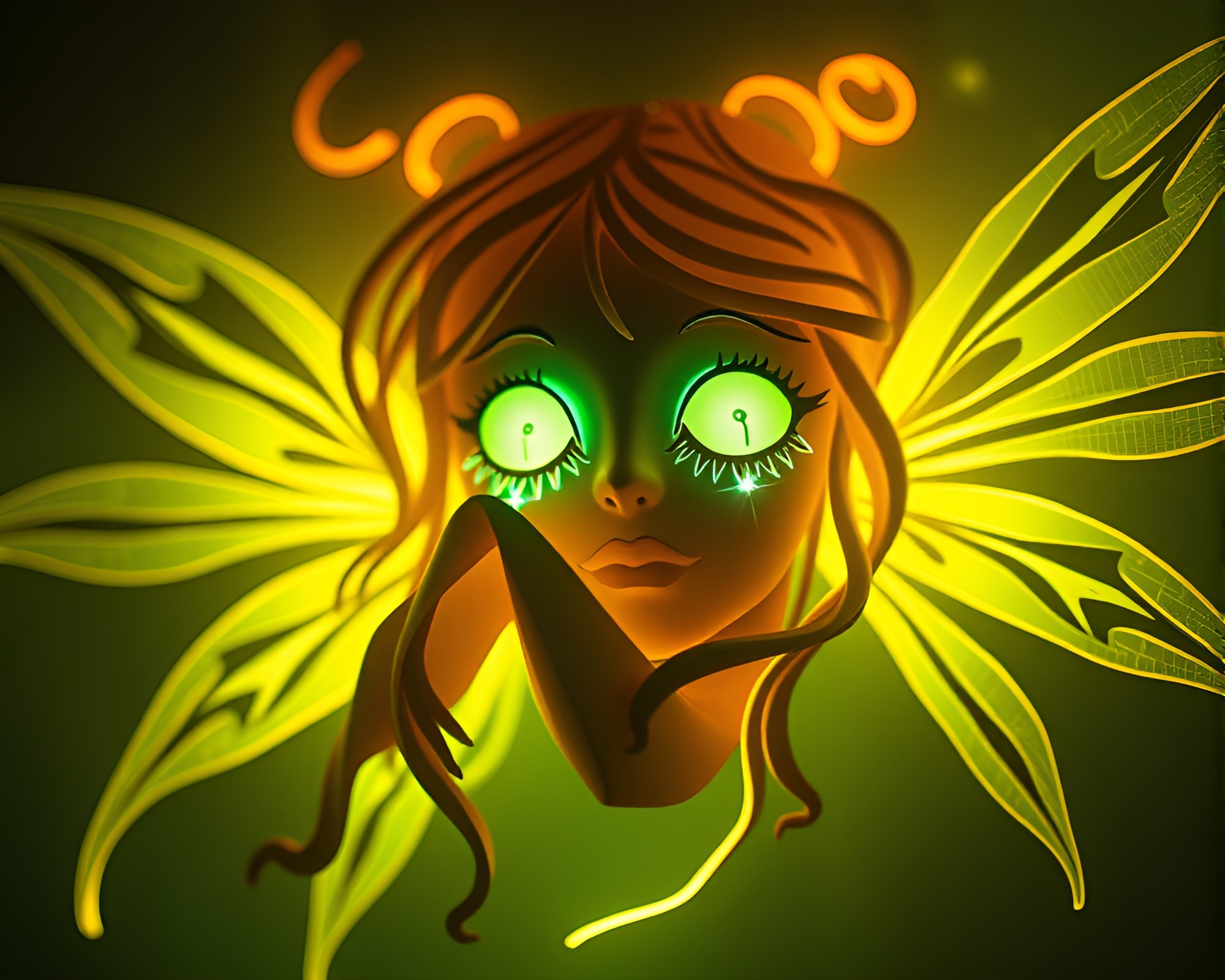Neon Nymph in Bio-Organic Paper Tear Composition – free AI stock image