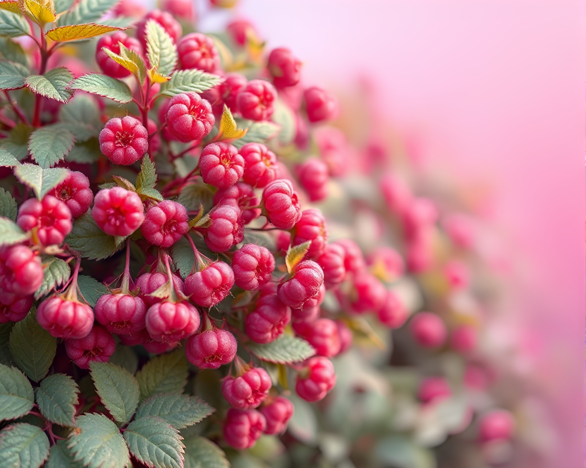 Raspberry Bush Surrounded by Dust Particles in Anaglyph 3D – free AI stock image