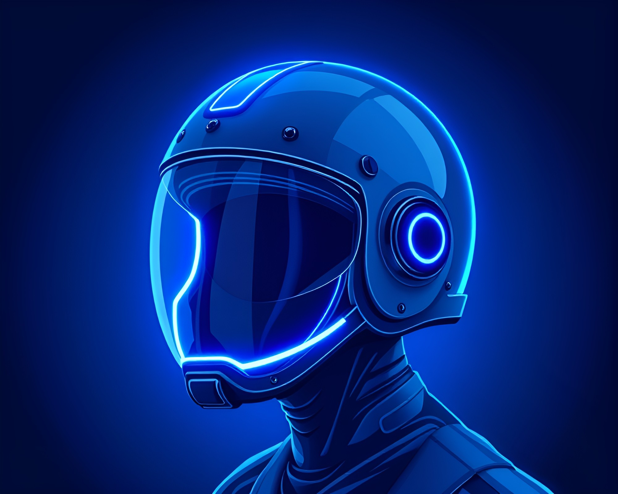 Neon Helmet Illuminated in Cobalt Blue Medical Style – free AI stock image