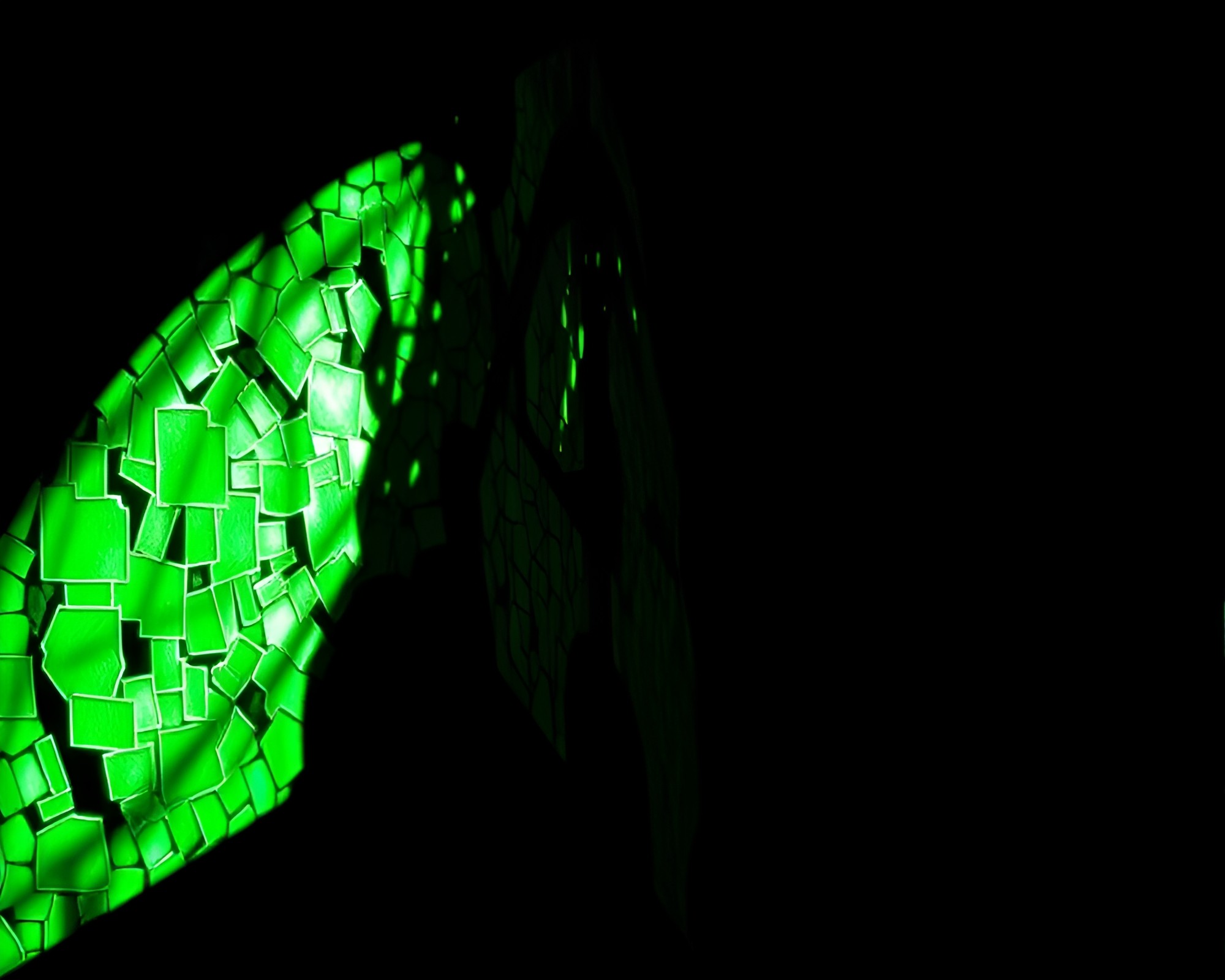 Emerald Cliff Mosaic with Stencil Shadows – free AI stock image