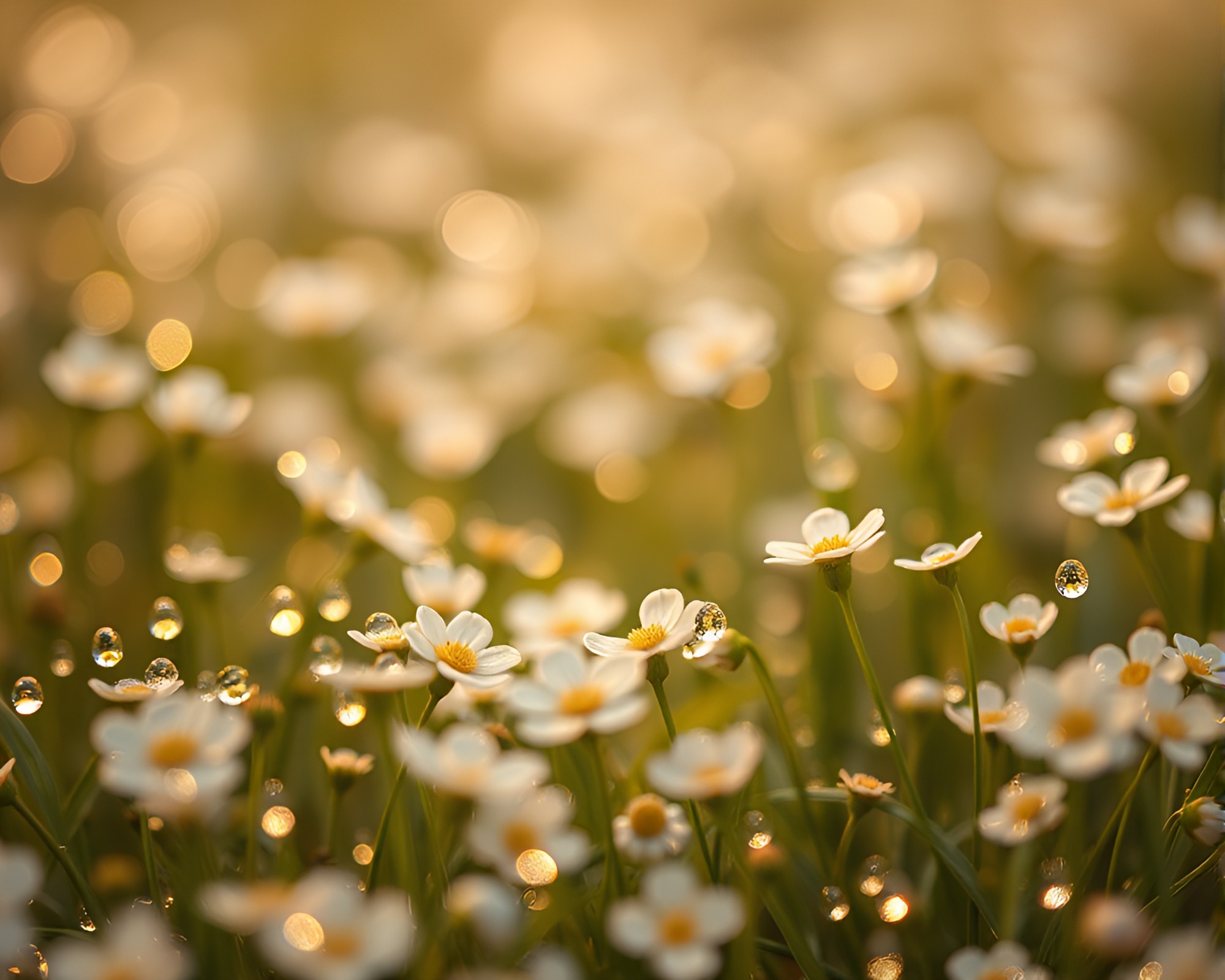 Meadow Blooms: Tranquil Sepia Glass Beads Rain – free AI stock image