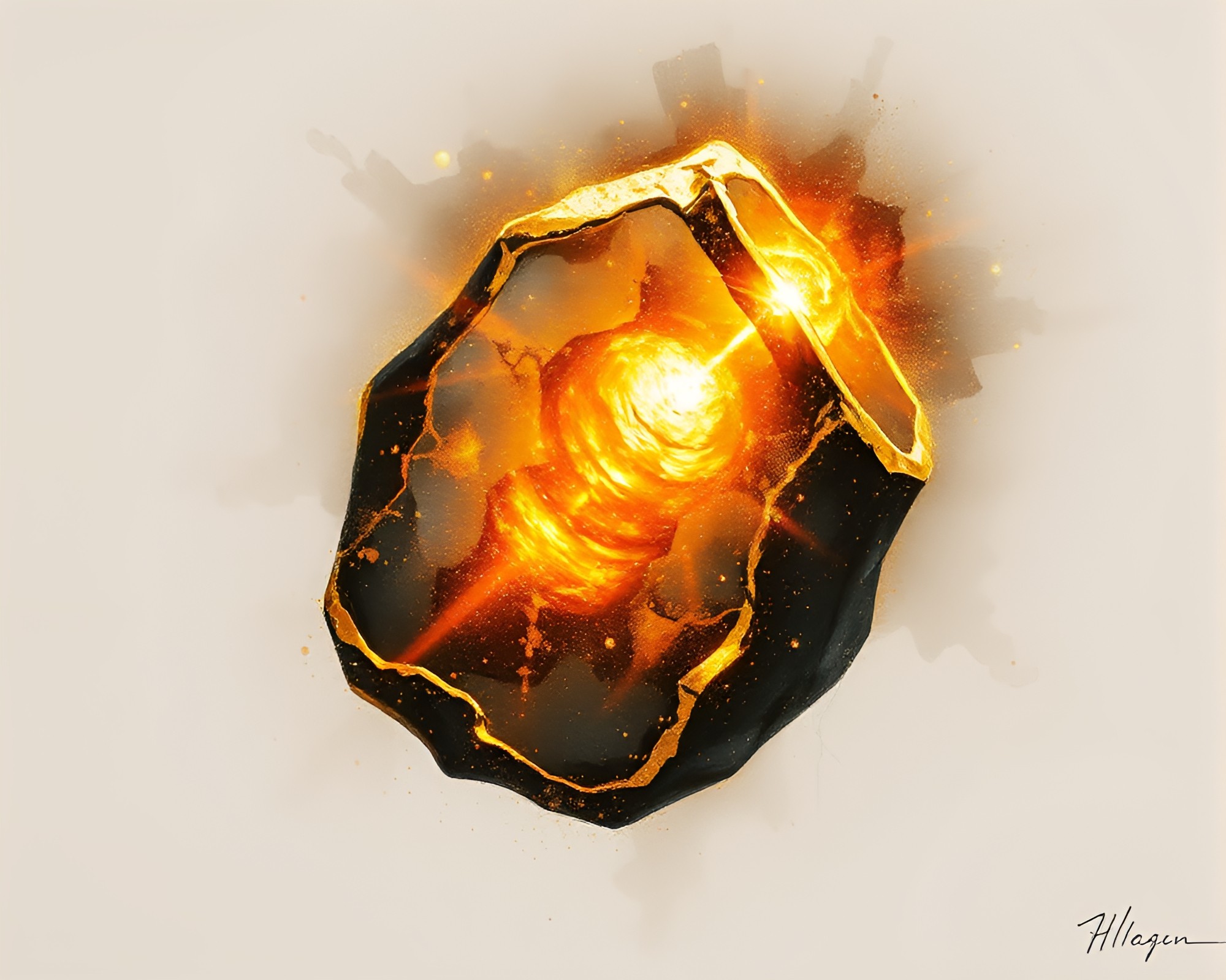 Gilded Rune Stone Bathed in Solar Flare Glow – free AI stock image