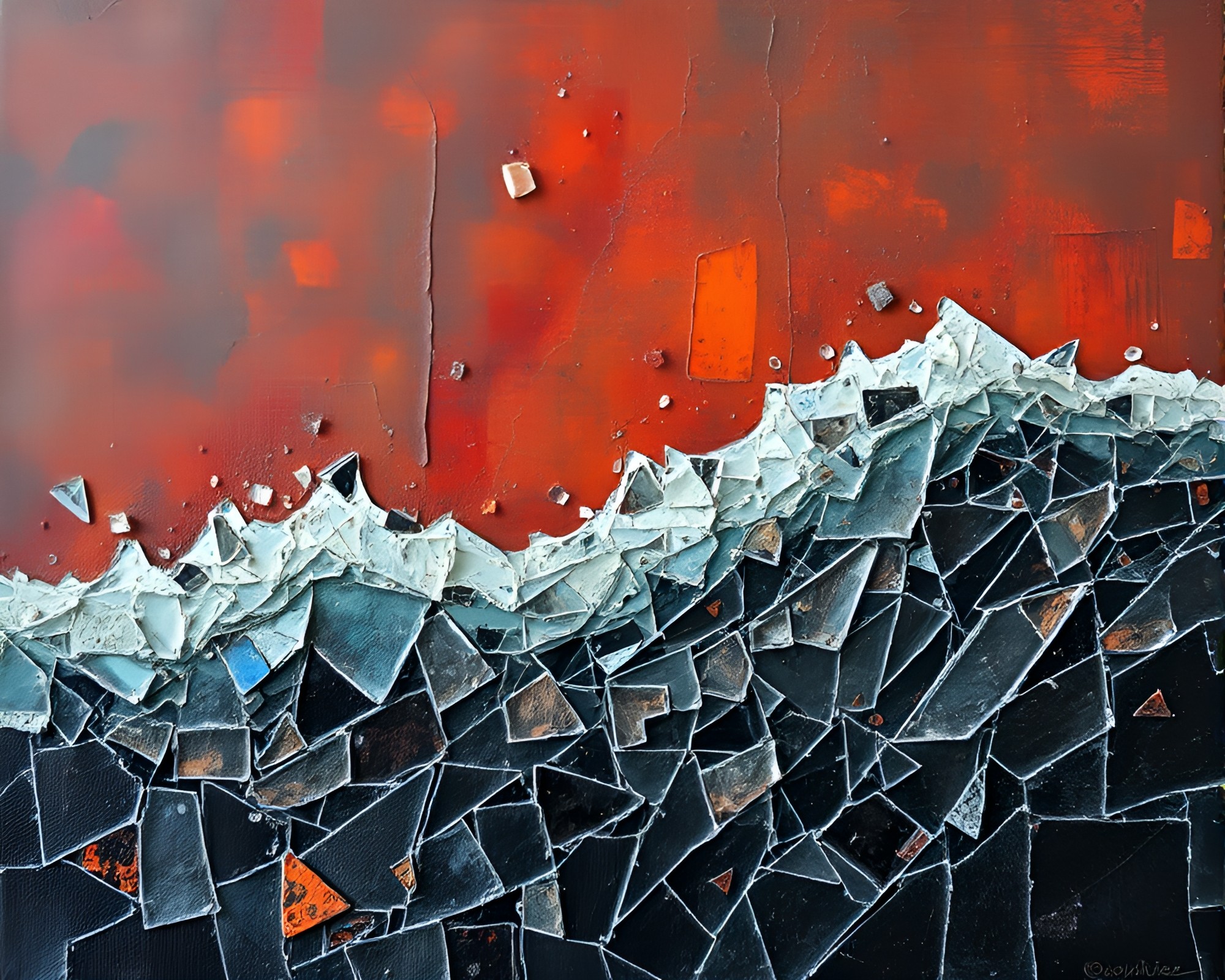 Retro Wave Glass Shard Explosion Artwork – free AI stock image