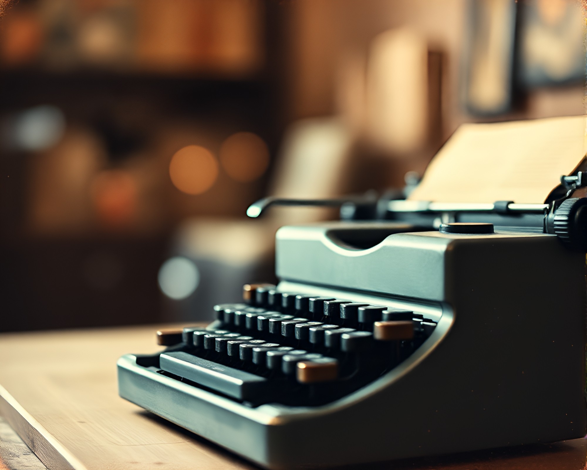 Vintage typewriter in dimly lit necromantic setting – free AI stock image