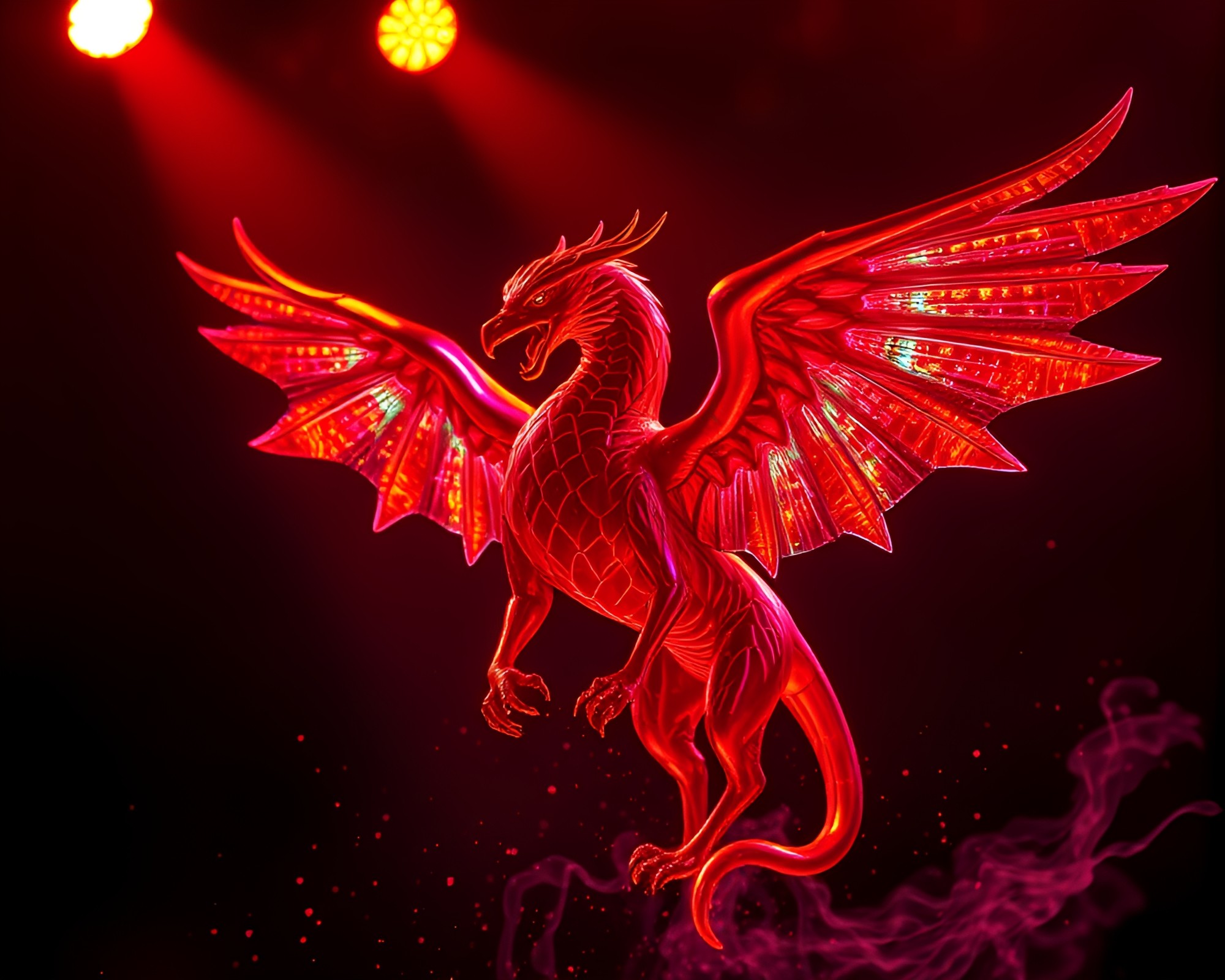 Gryphon under club strobe lights with fluid simulation – free AI stock image