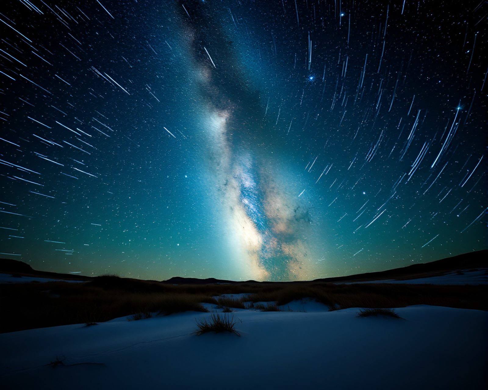 Surreal scene of reactor with swirling Milky Way backdrop