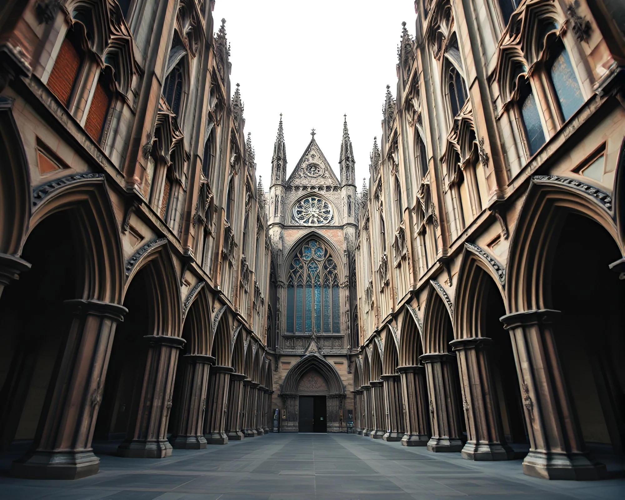 Gothic Cathedral Wide-Angle View with High Saturation