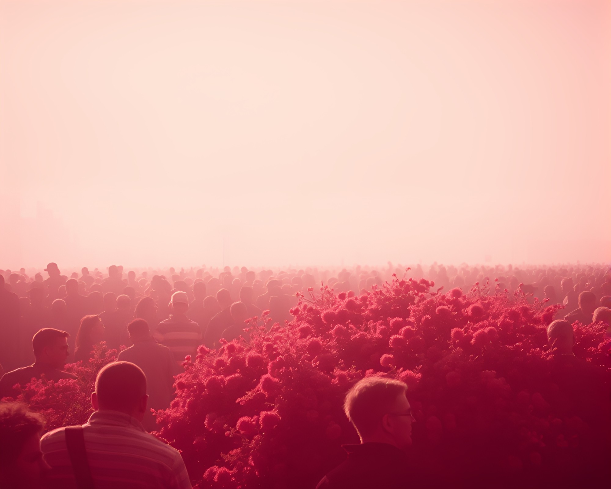 Serene Raspberry Bush Gathering in Infrared Silhouette – free AI stock image