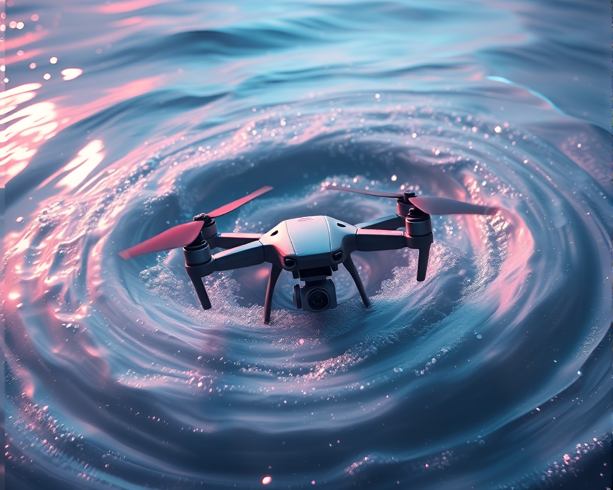 Iridescent Water Whirlpool Infrared Drone Cybernetic Art – free AI stock image