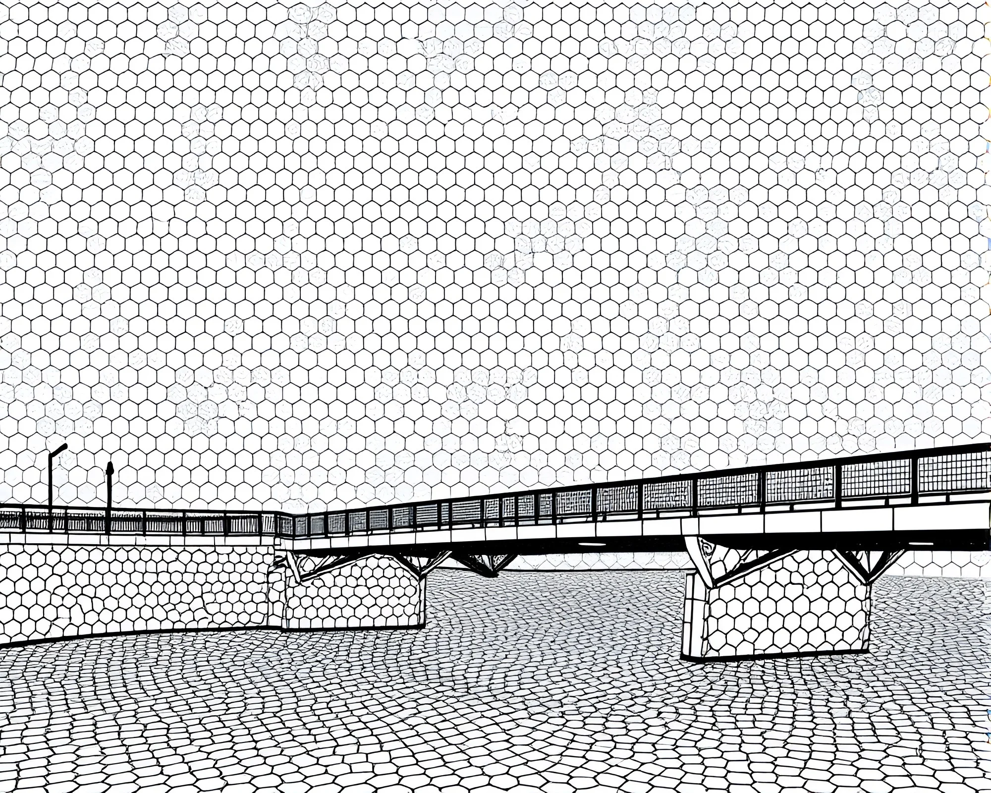 Hexagonal Bridge Over Saturation River