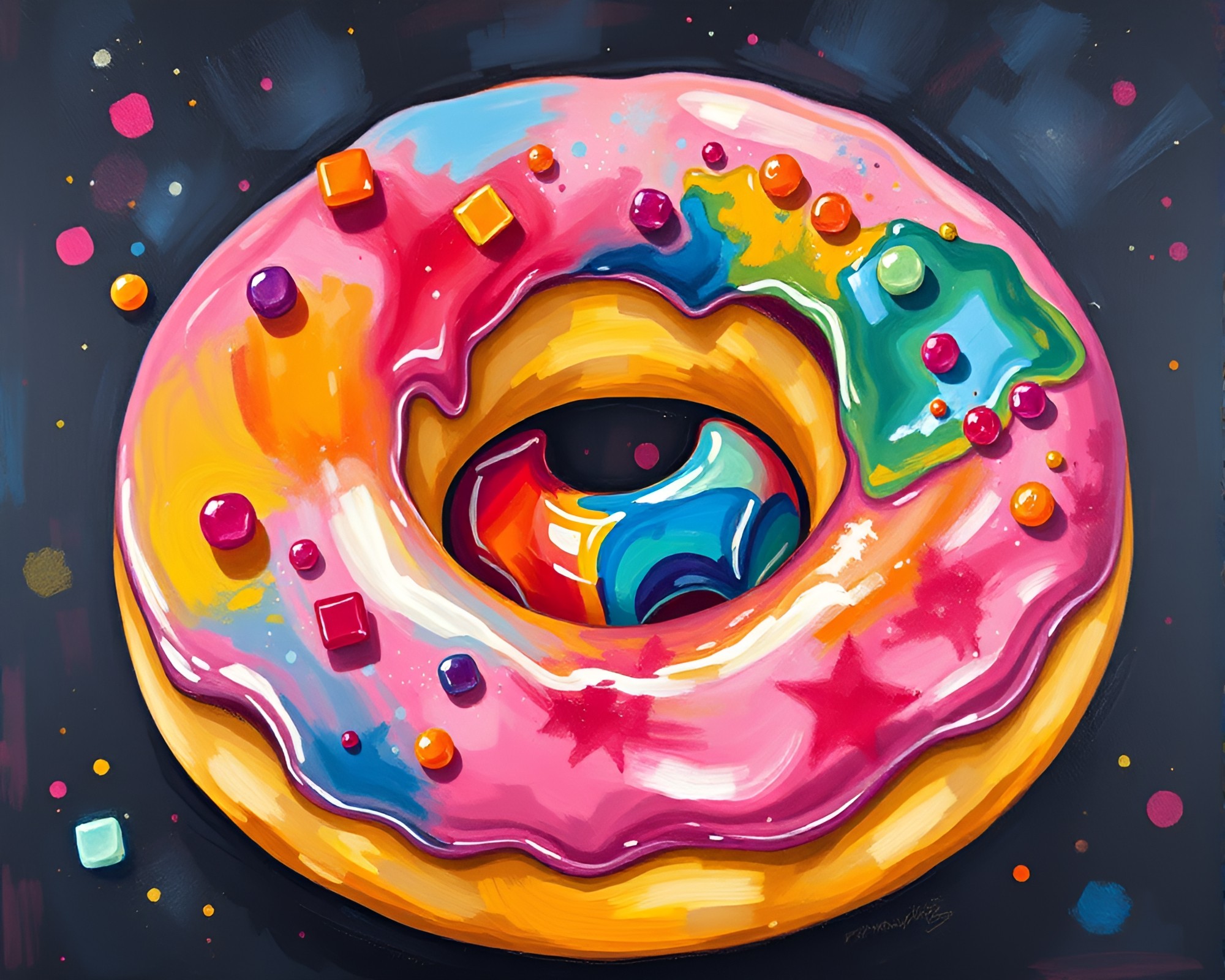 Jelly-filled Doughnut Fresco in Starburst Harmony – free AI stock image
