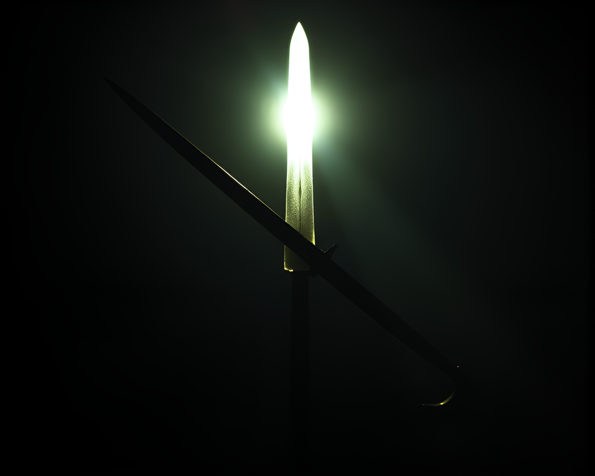 90s Grunge Backlit Sword Silhouette Art – free AI stock image