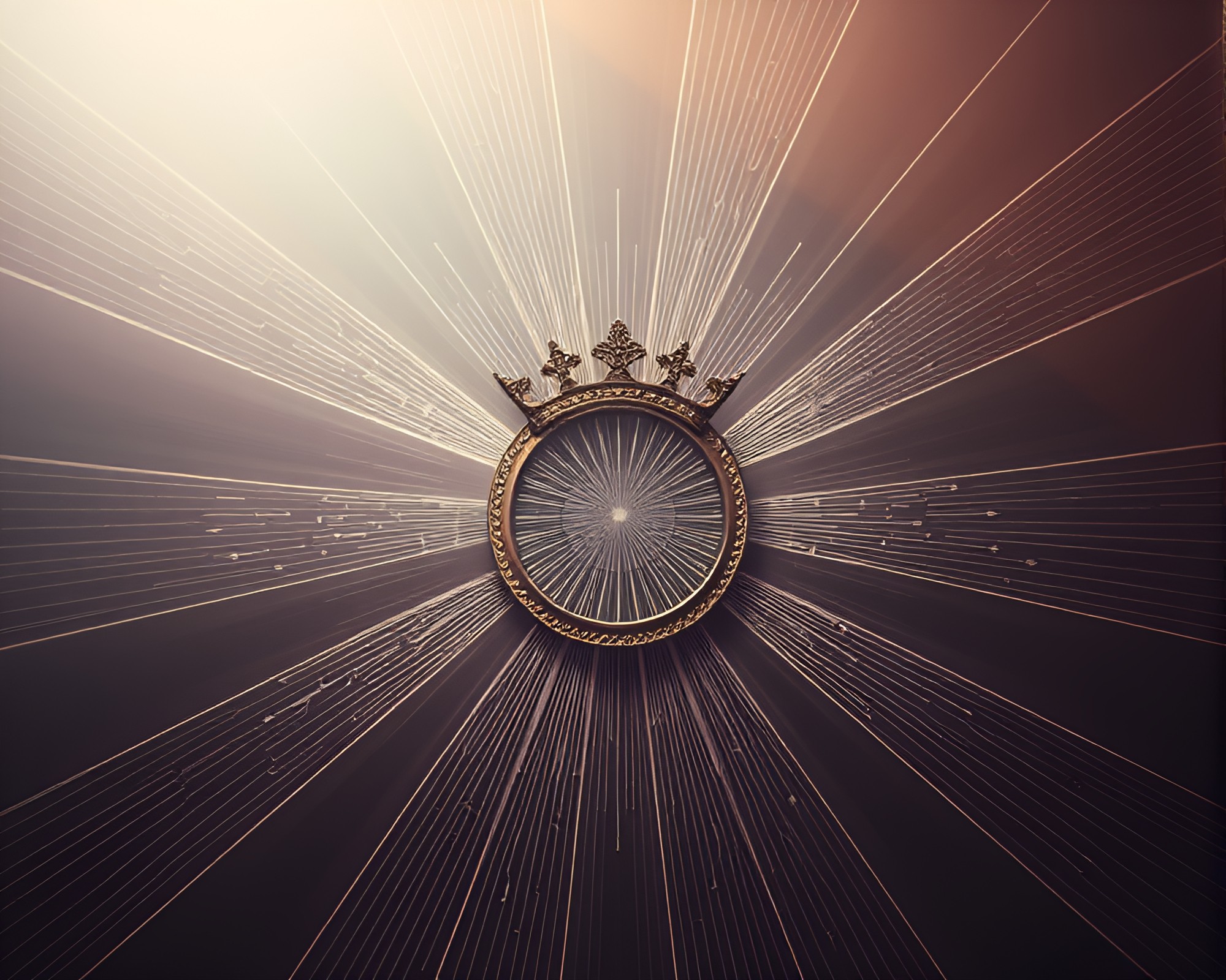 Regal Crown Sunbeam Geometric Path Tracing Artwork – free AI stock image