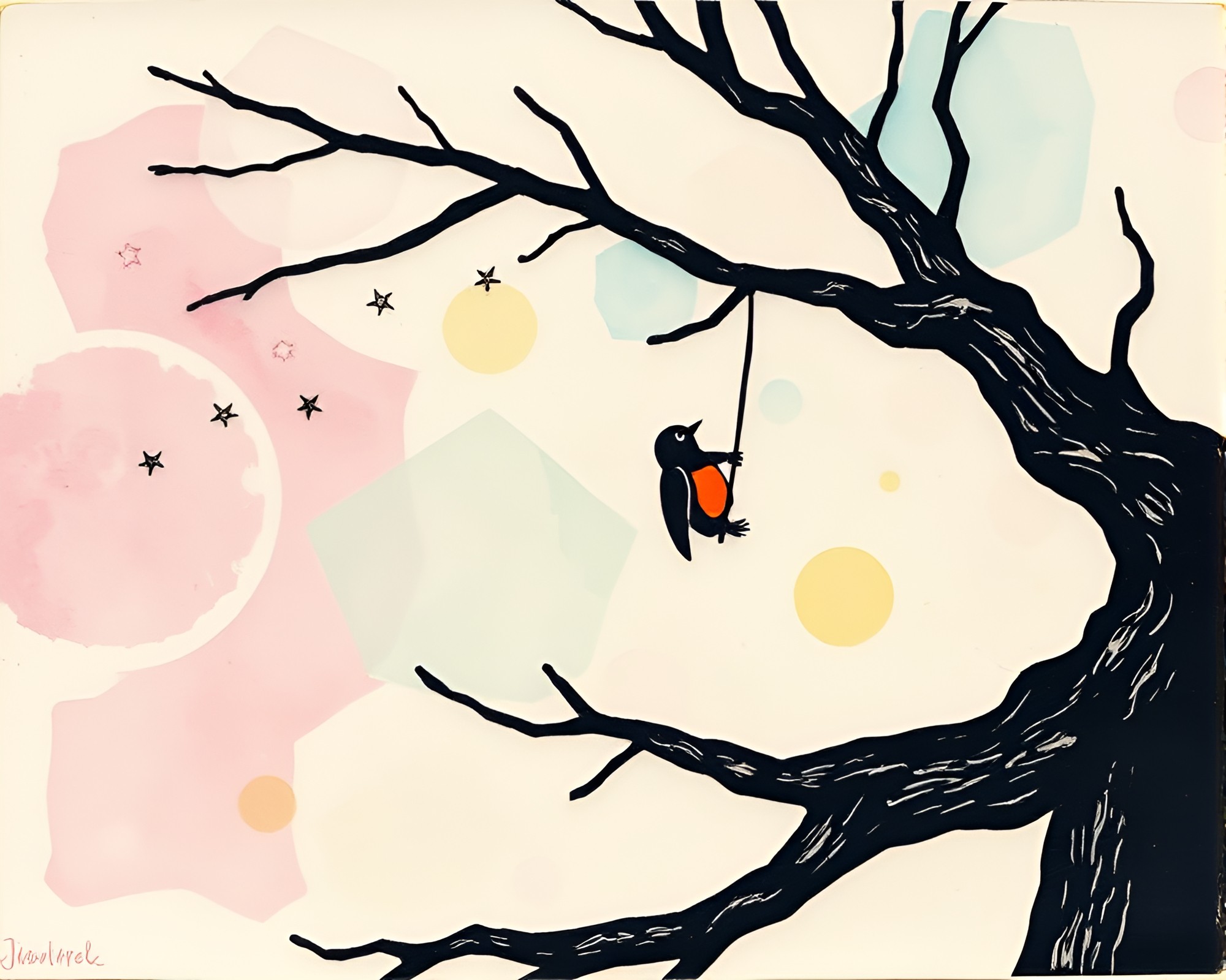 Dreamy Hatching Woodcut Print of Soft Pastel Journal – free AI stock image