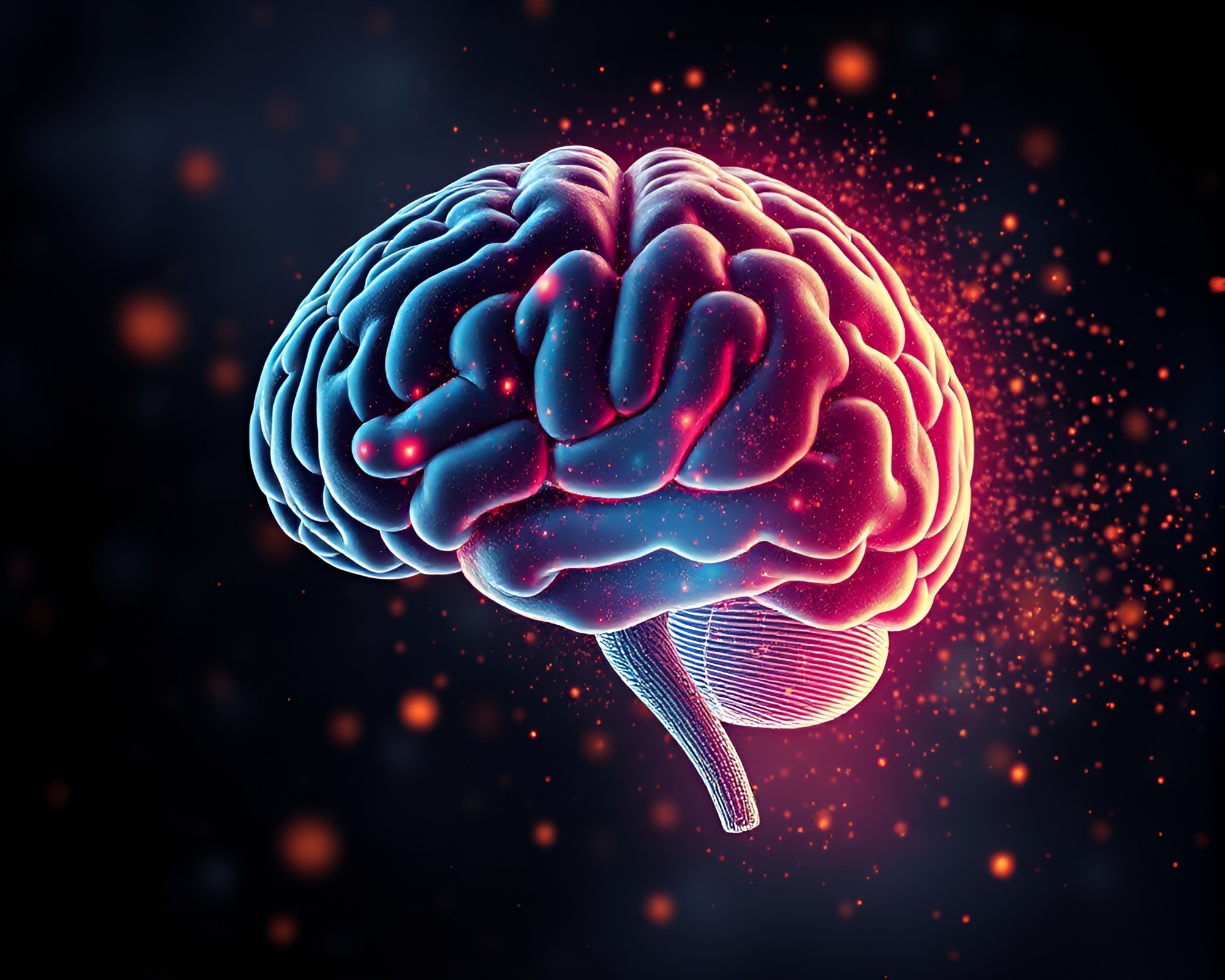 Vector Halftone AI Brain in Cosmic Dust Palette – free AI stock image