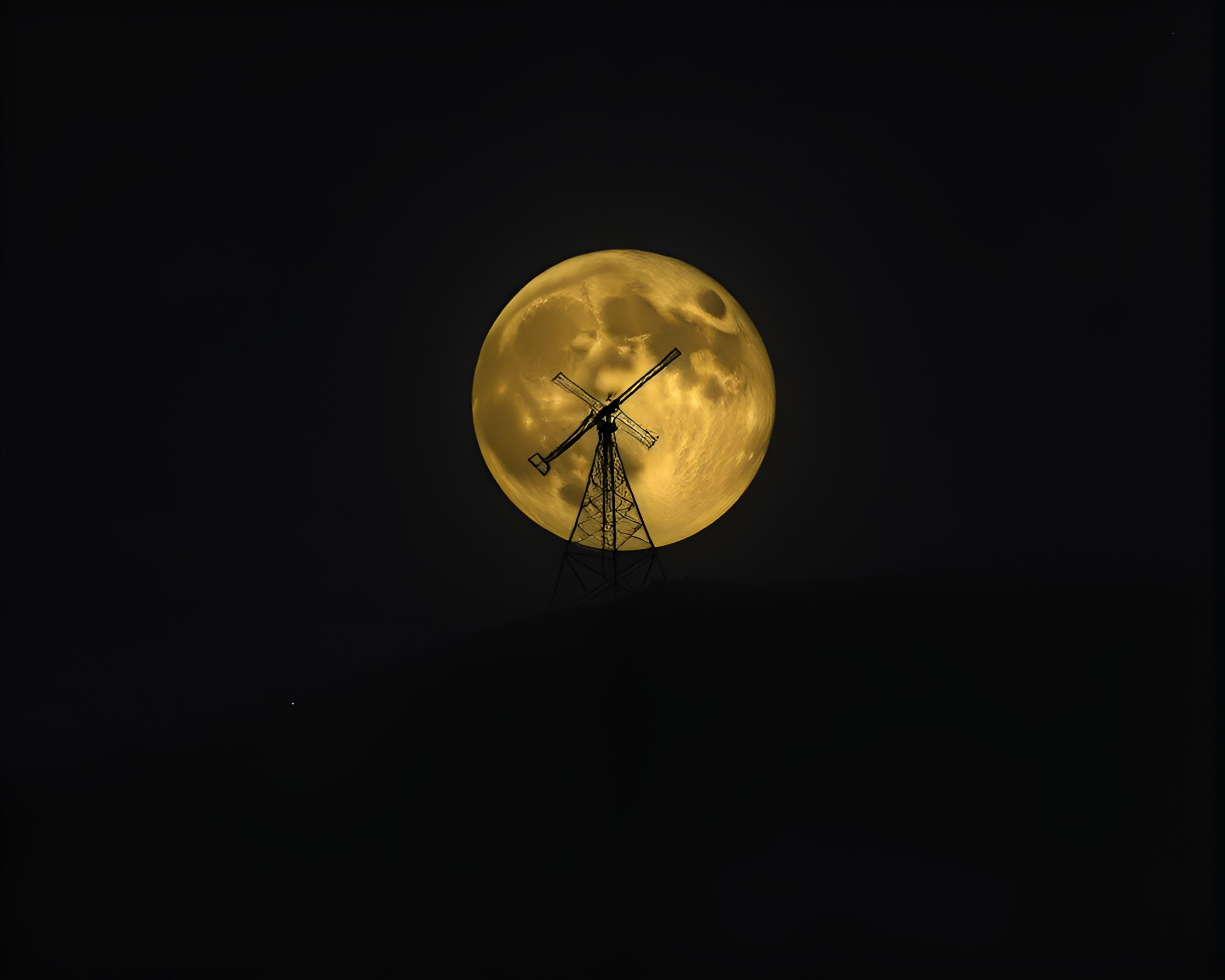 Satellite Observatory in Moonlit Bronze Patina Cross-Processing – free AI stock image