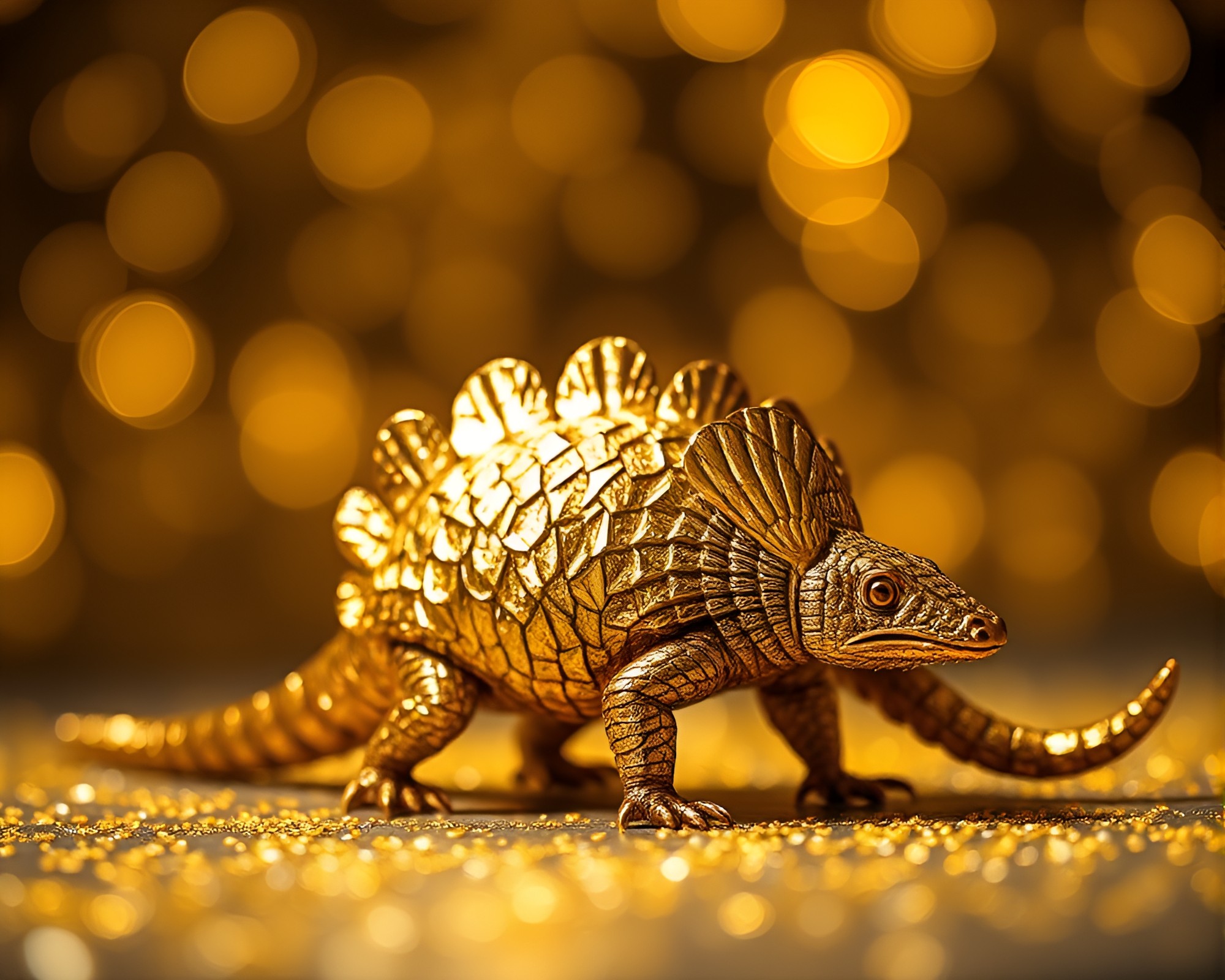 Golden Armadillo Spotlit Soft Focus Composition – free AI stock image