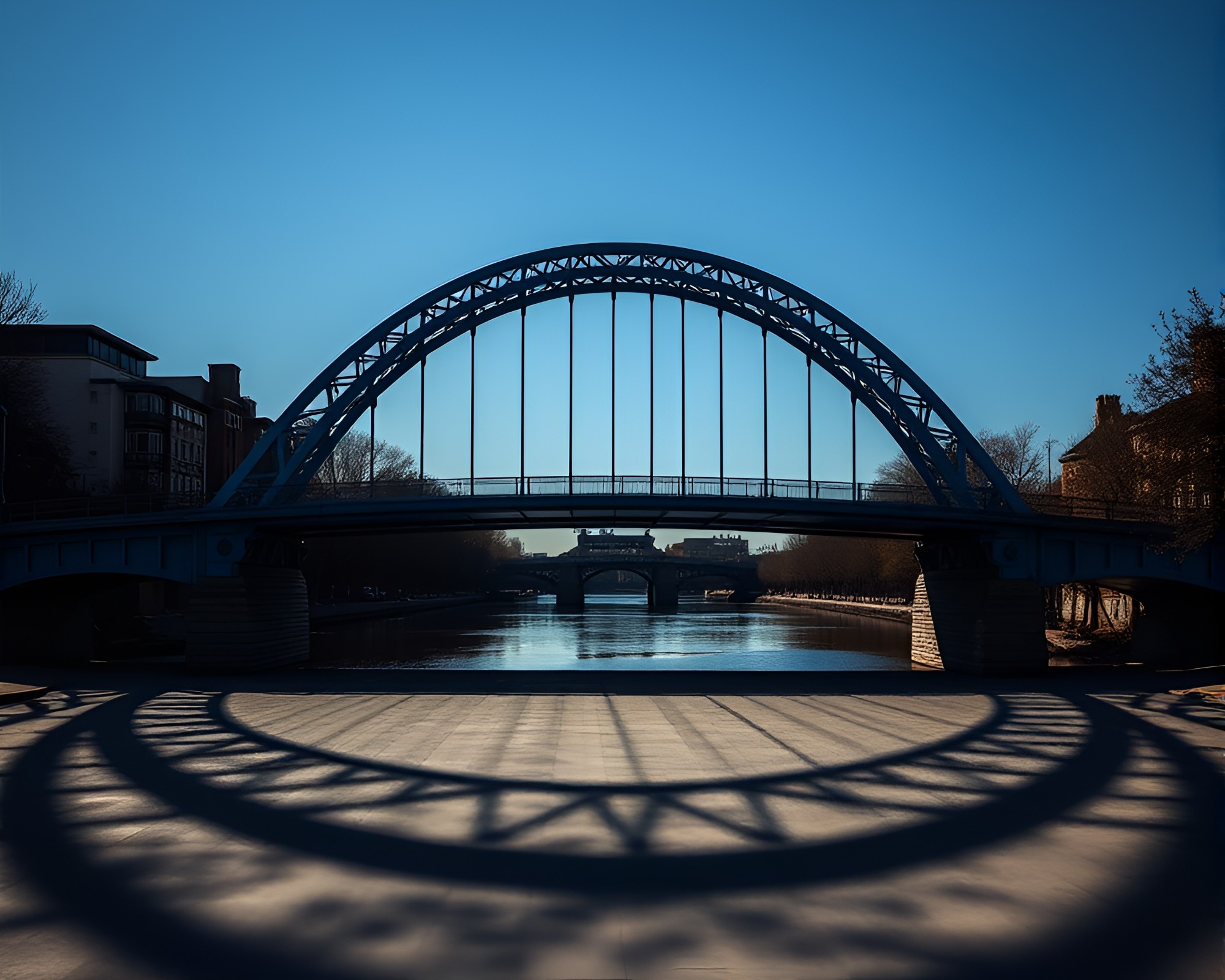Ethereal Bio-Organic Arch Bridge Stencil Shadow Art – free AI stock image