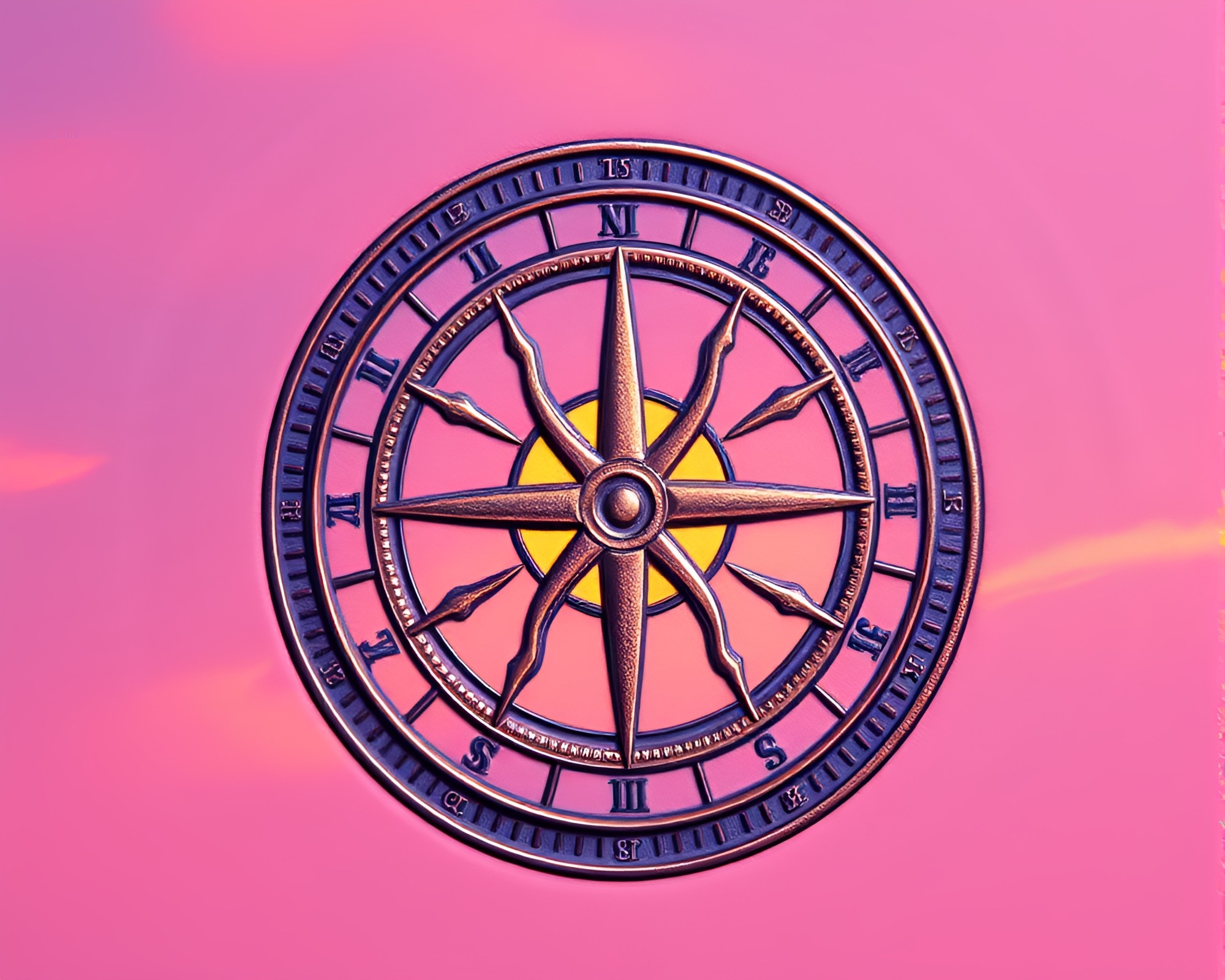 Sunrise Foil Stamped Pocket Sundial – free AI stock image