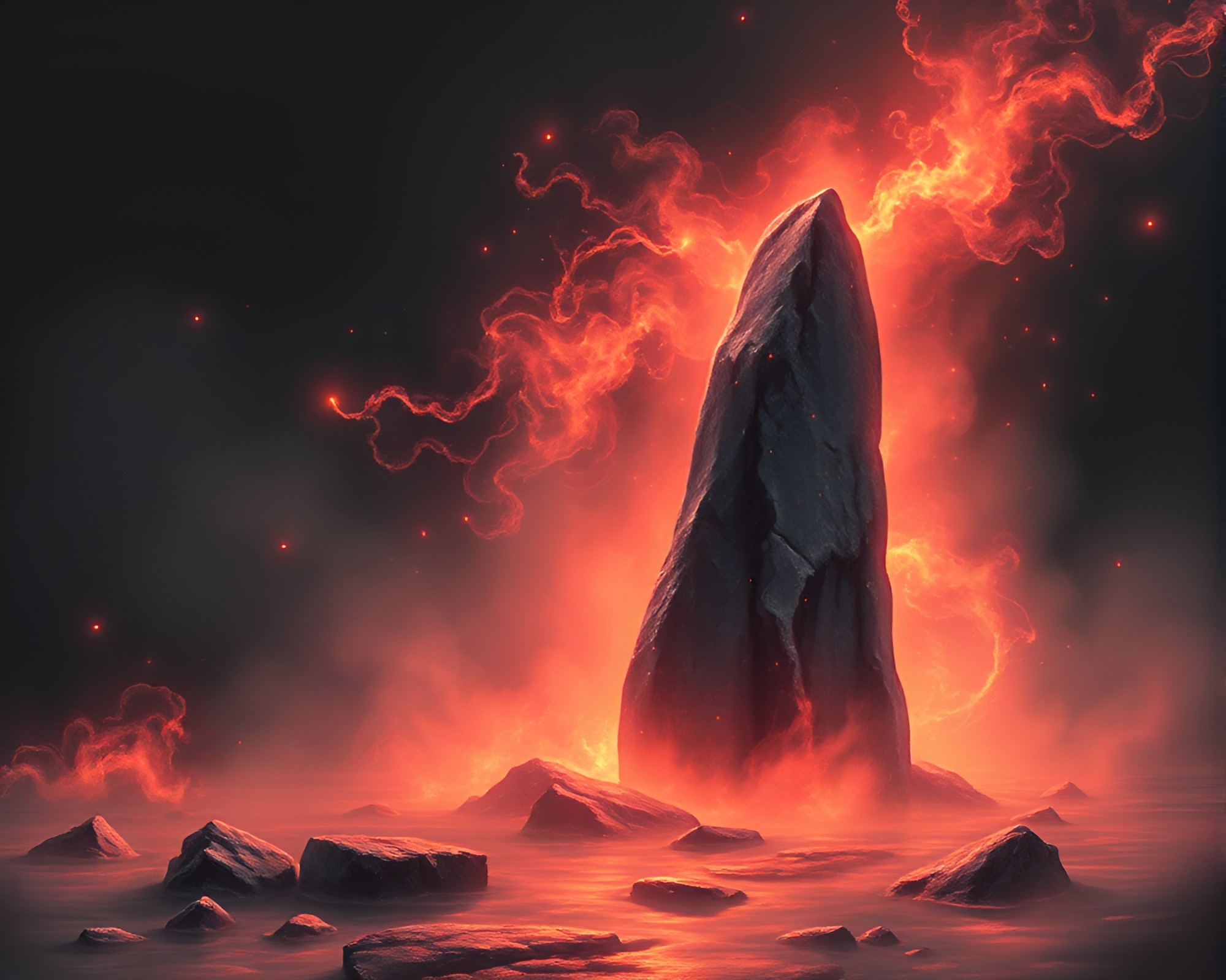 Enchanting Glowing Rune Stone in Chalkboard Drawing – free AI stock image
