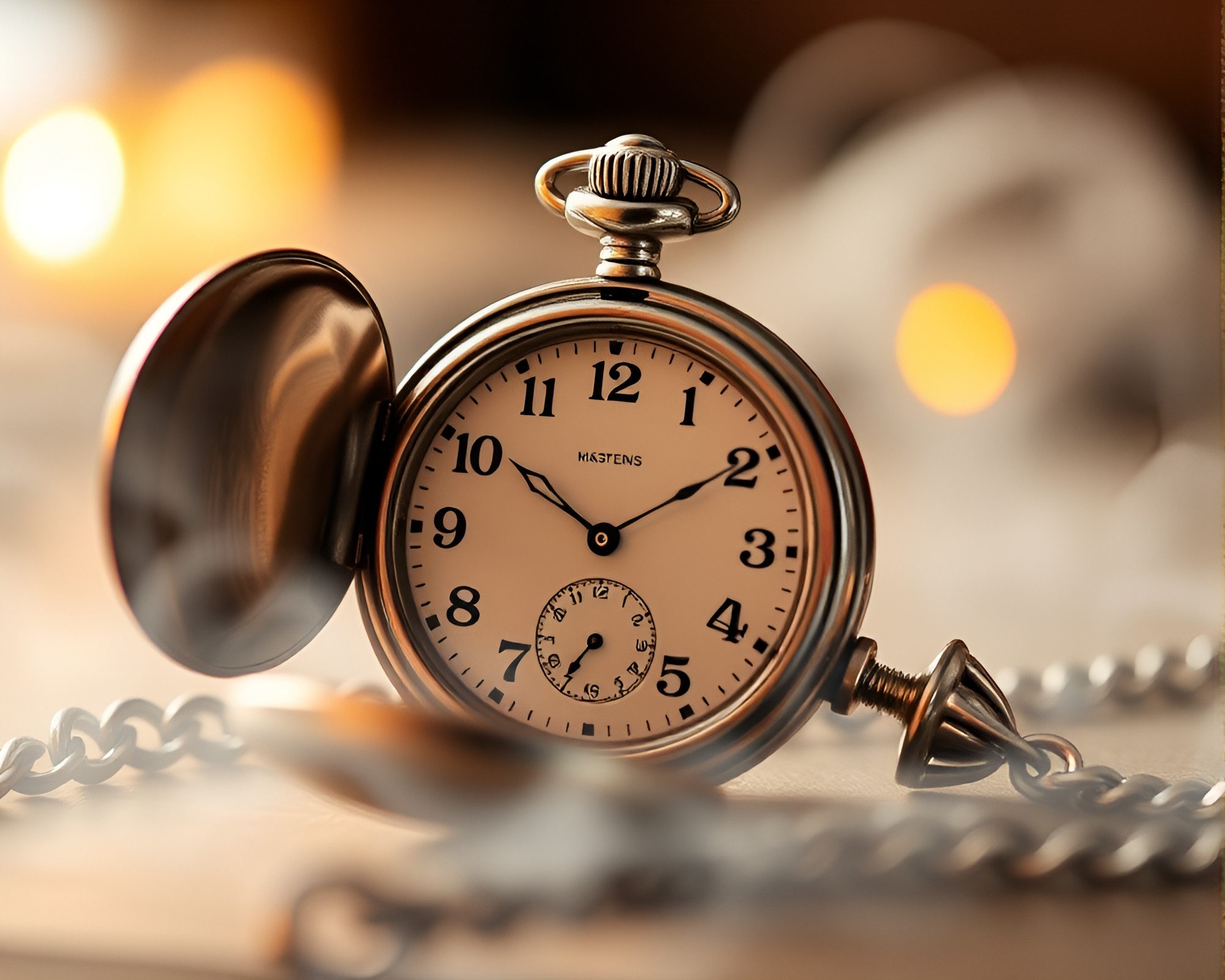 Elegant Pocket Watch with Silver Leaf Accents – free AI stock image