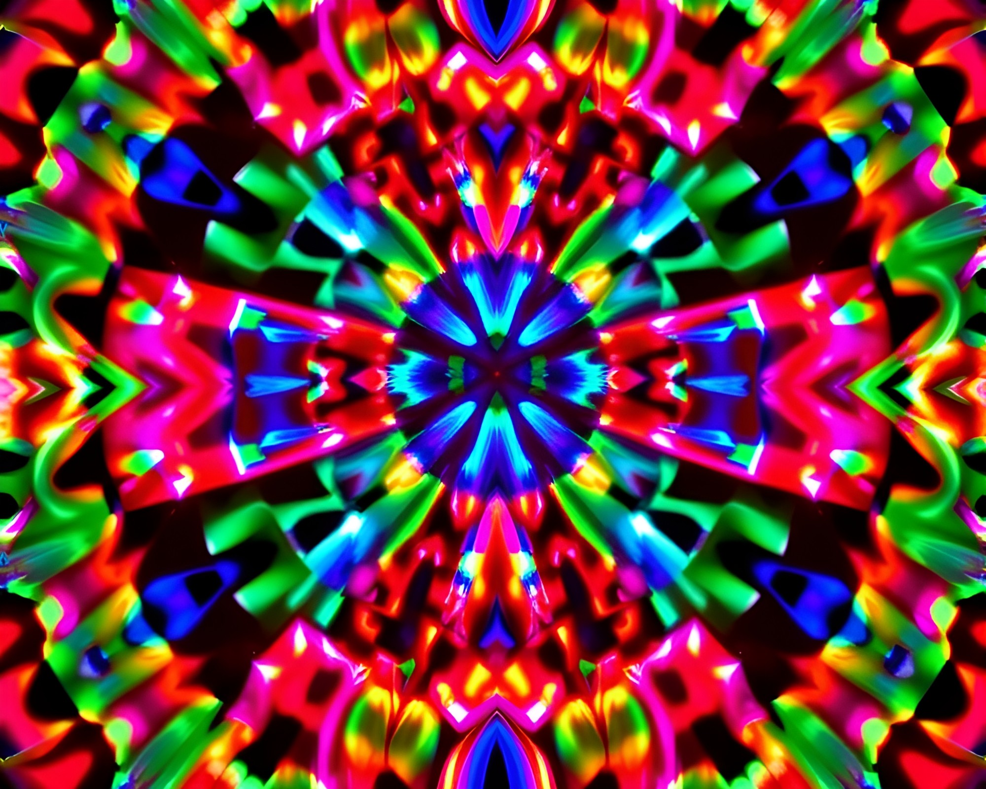 Neon Kaleidoscope Double Reflection Vector Art – free AI stock image