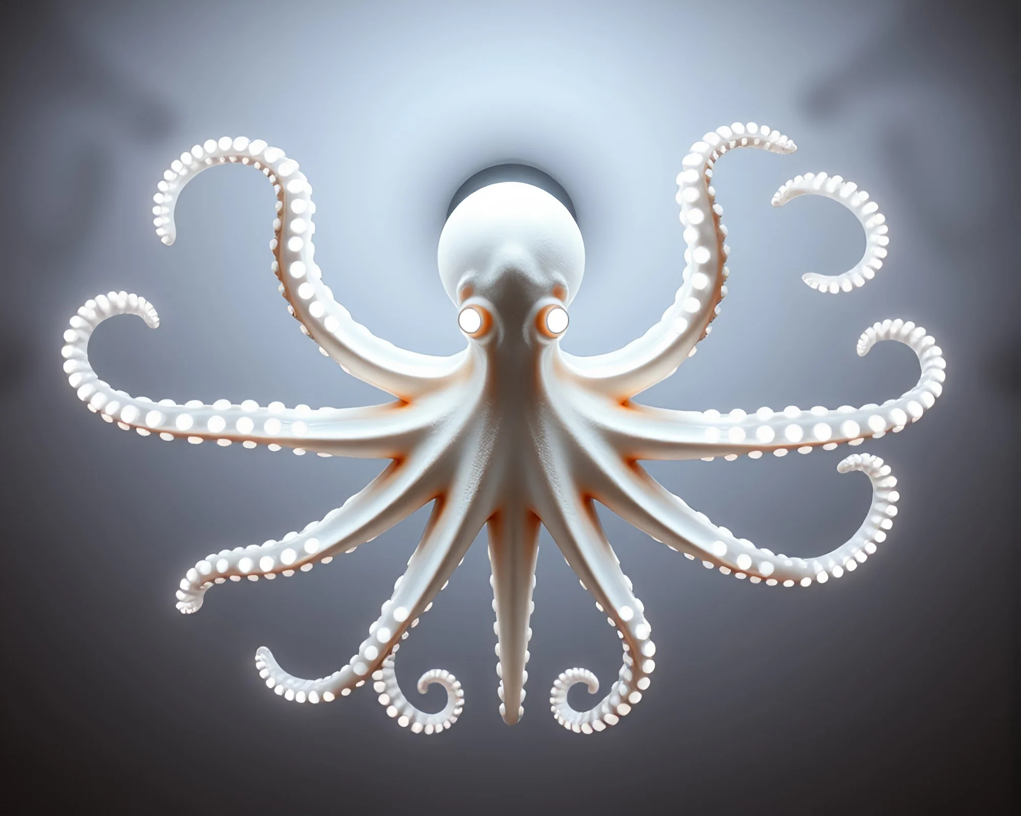 Ivory White Octopus Under Fluorescent Lights