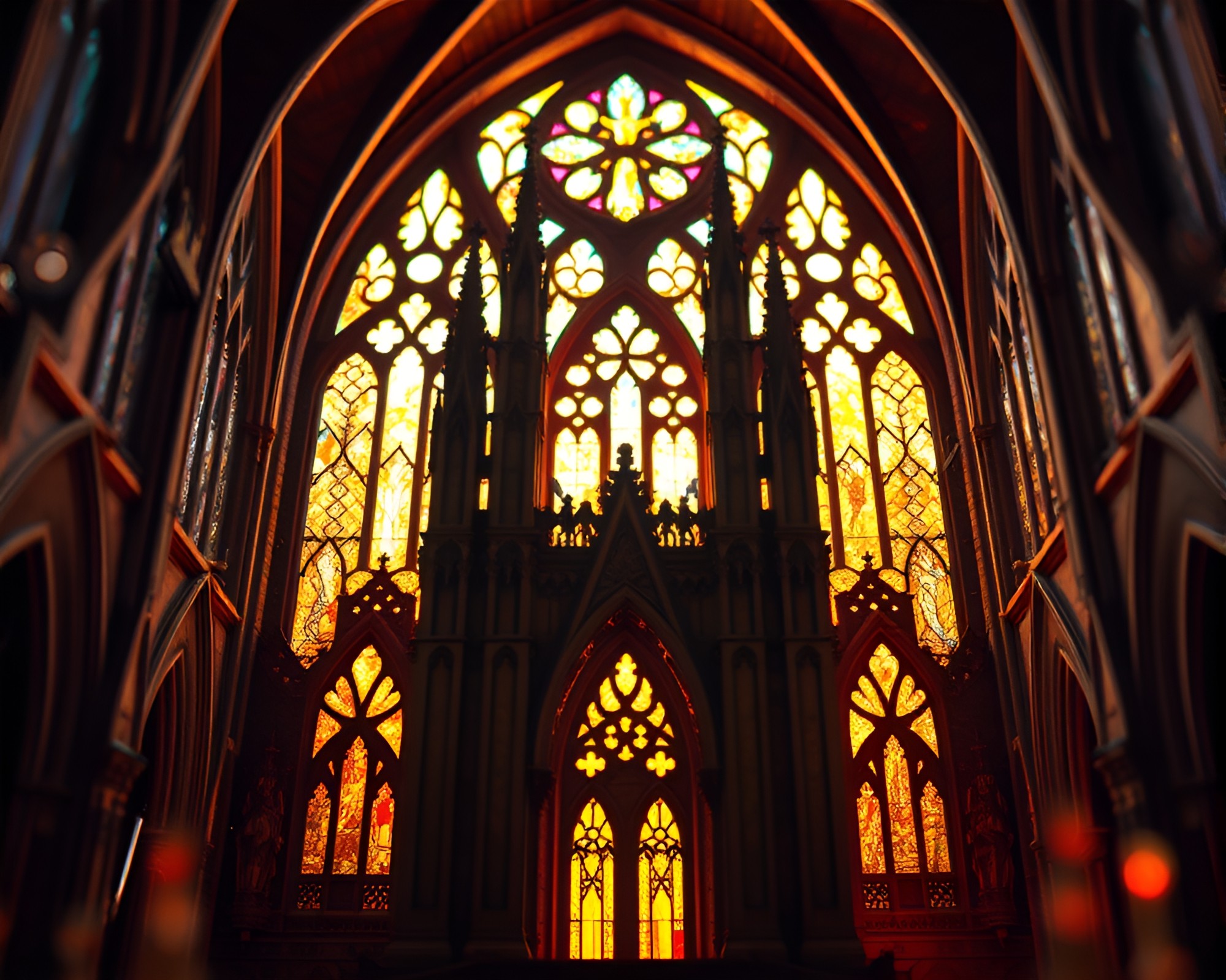 Temple Paper Tears: Cathedral Stained Light Macro Photography – free AI stock image