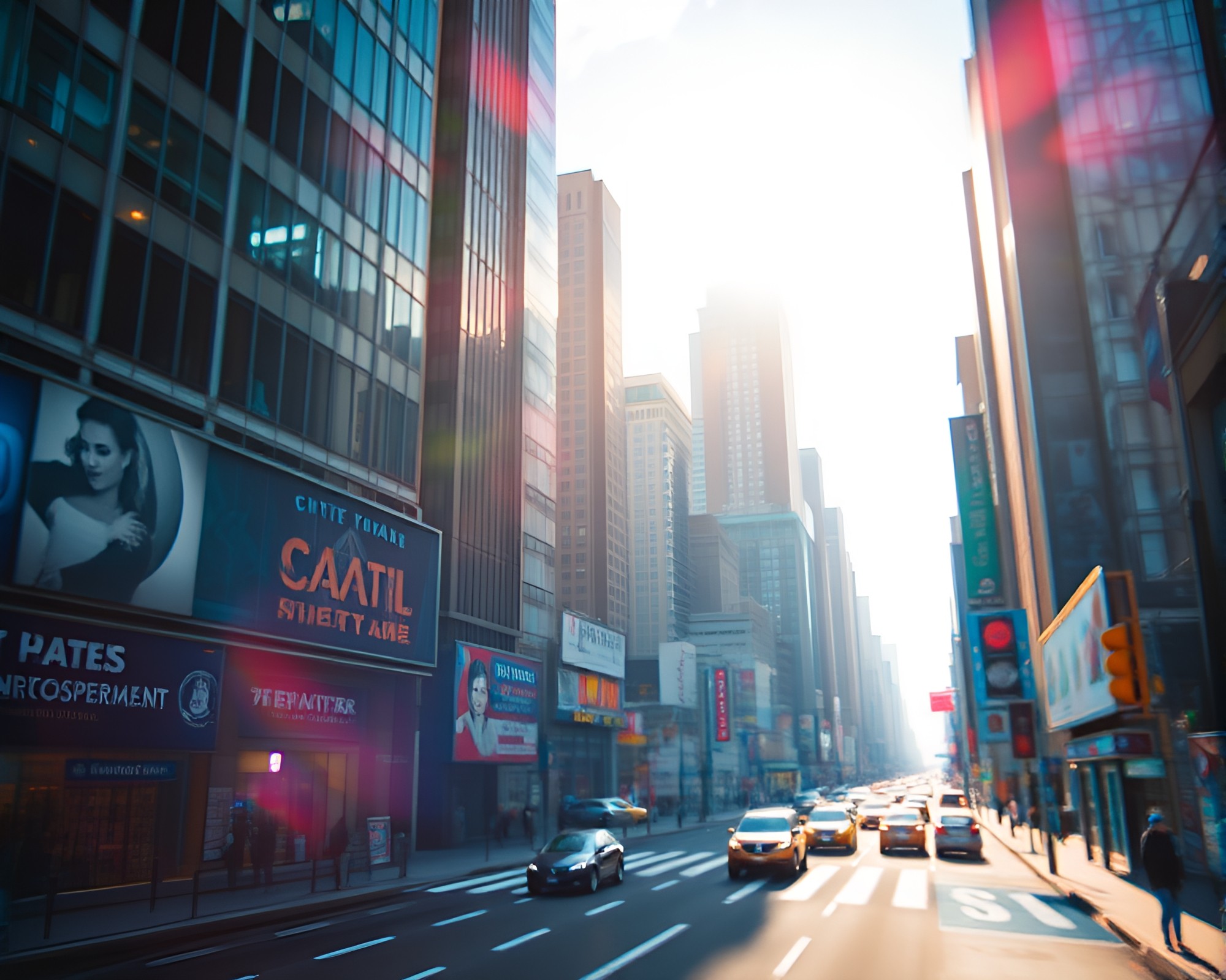 Surreal Virtual Cityscape with Chromatic Aberration – free AI stock image