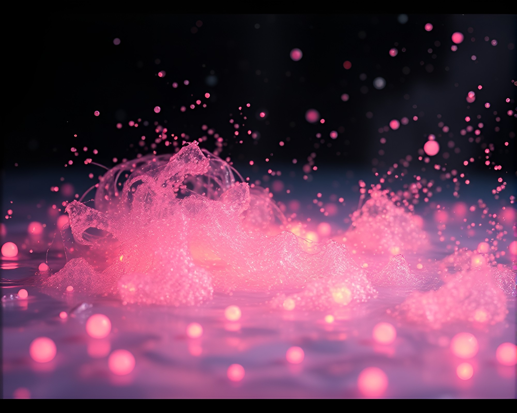 Glowing Hot Spring with Floating Hair Particles – free AI stock image
