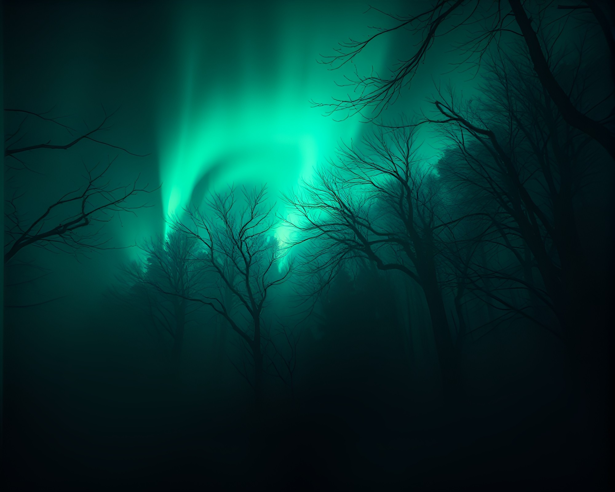 Ethereal Haunted Mirror Reflecting Aurora Chiaroscuro – free AI stock image