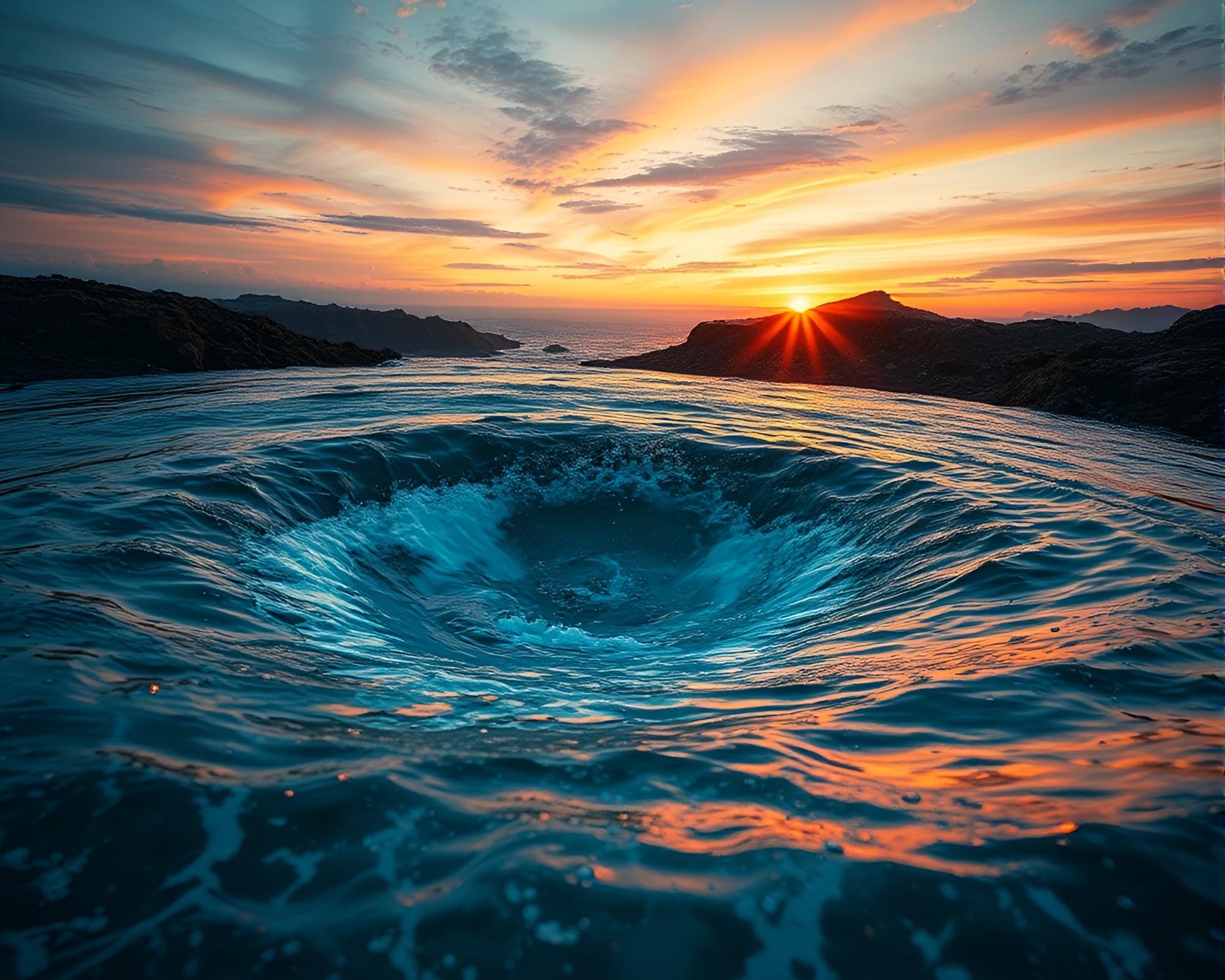 Surreal Water Whirlpool Engulfed in Cosmic Horror – free AI stock image