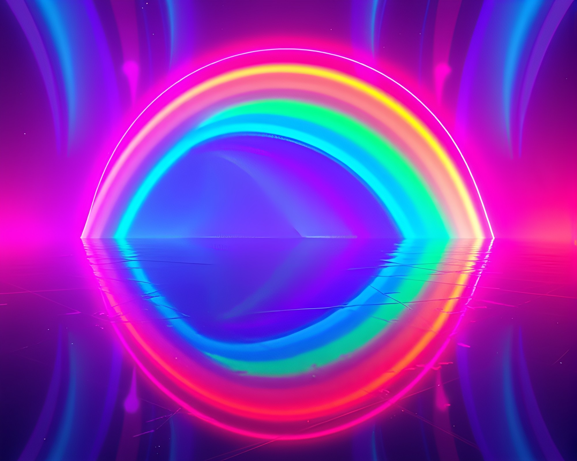 Neon Phoenix: Cosmic Rainbow Reflections – free AI stock image