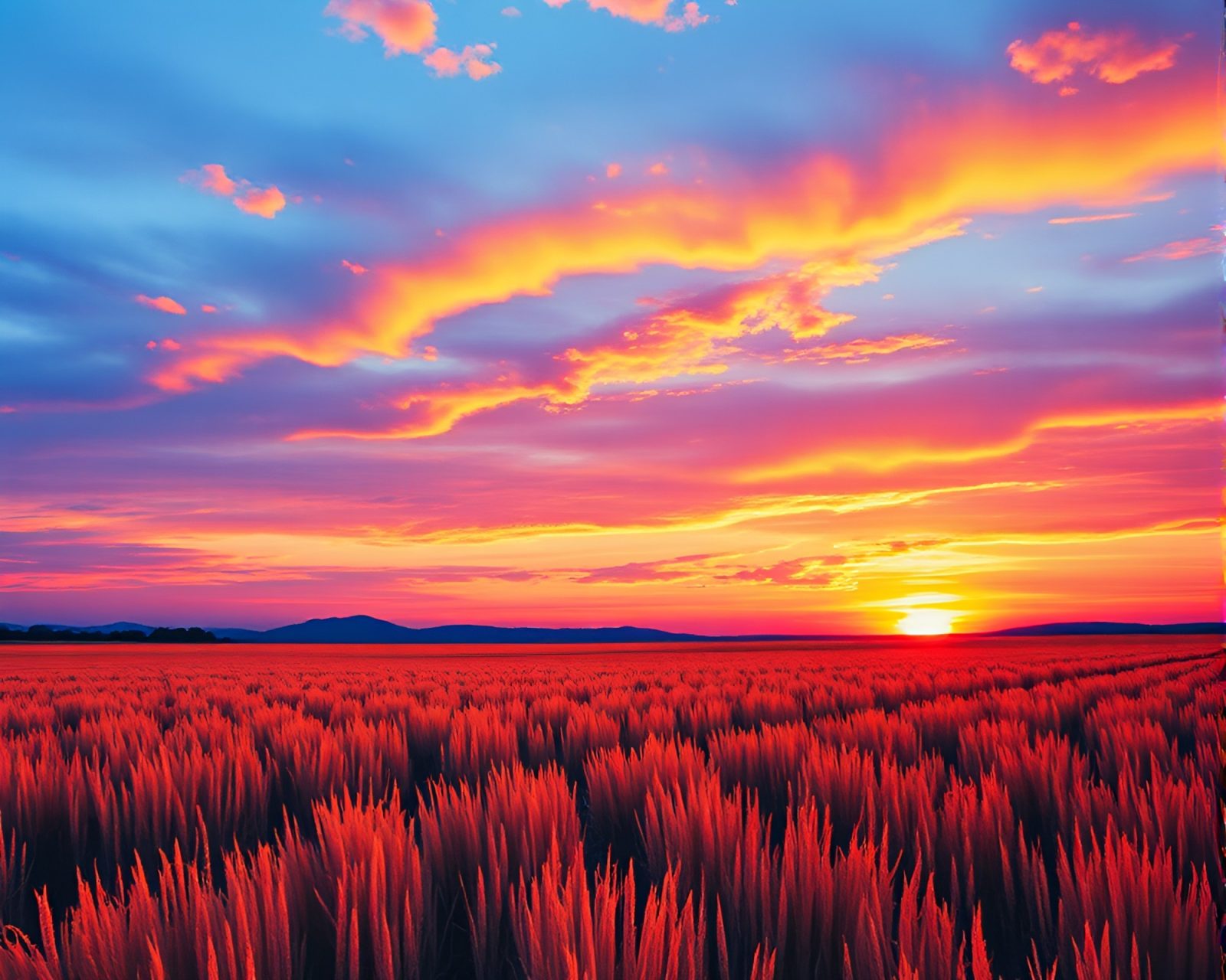 A mesmerizing utopian sunset with a beautiful time dilation effect